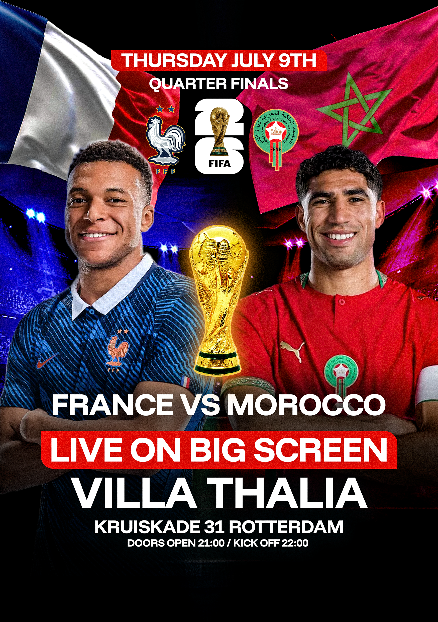 FRANKRIJK vs. MAROKKO (LIVE UITZENDING) | THURSDAY 9TH OF JULY 