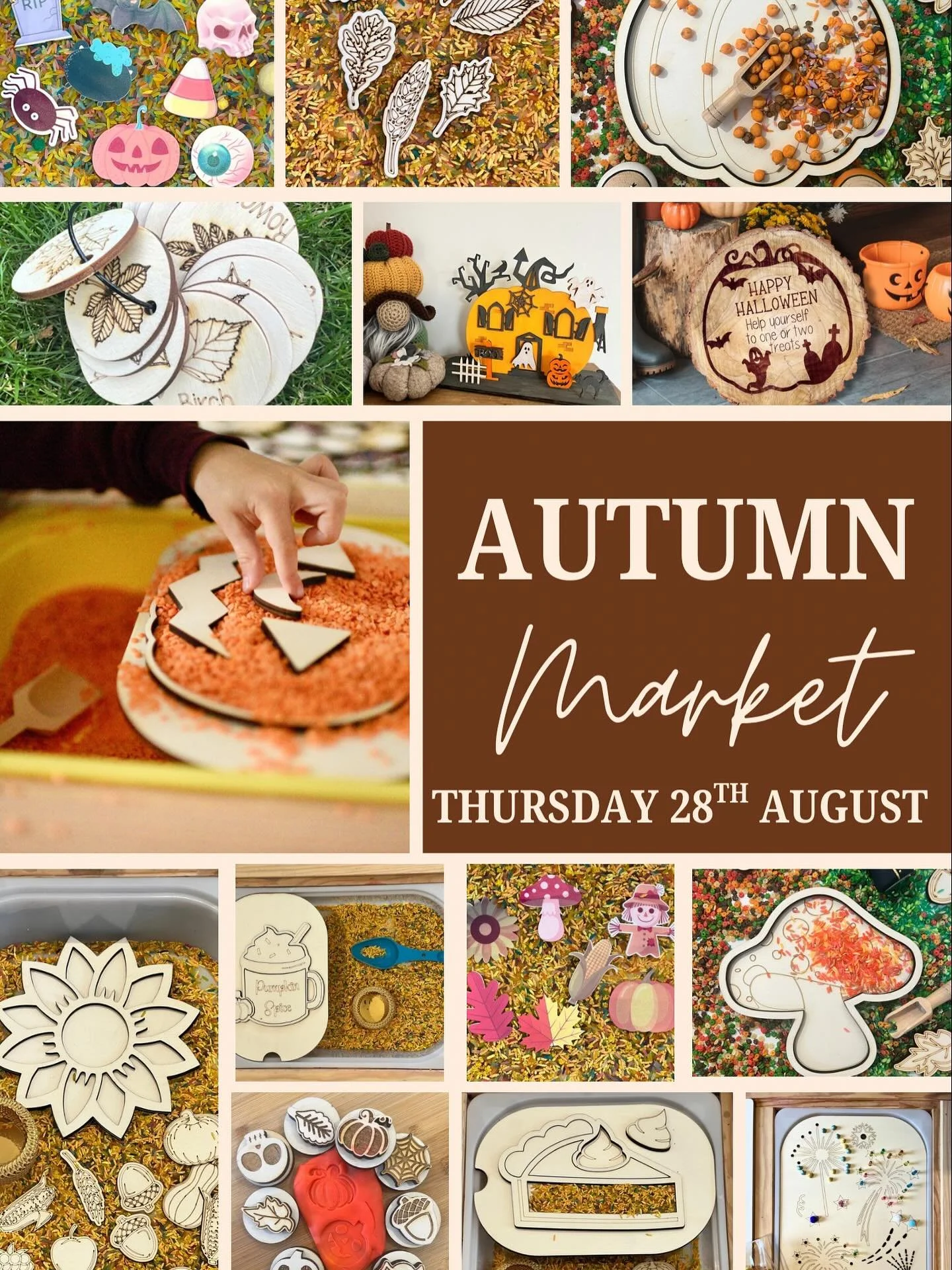 🍂✨ AUTUMN MARKET NIGHT ✨🍂
Thursday 28th August my shop will be filled with brand new autumn + Halloween goodies 🎃👻 (think pumpkins, leaves, play accessories + more!).
To celebrate, I’m giving one lucky person FREE POSTAGE on their market n