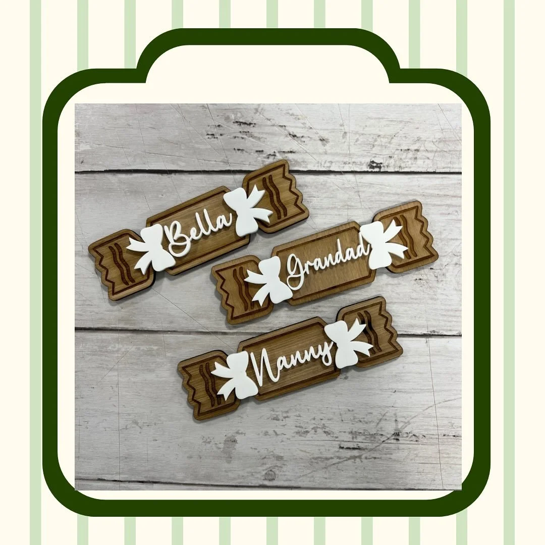 Personalised place names for the table - your choice of colour acrylic and any name
20 available- &pound;3 each