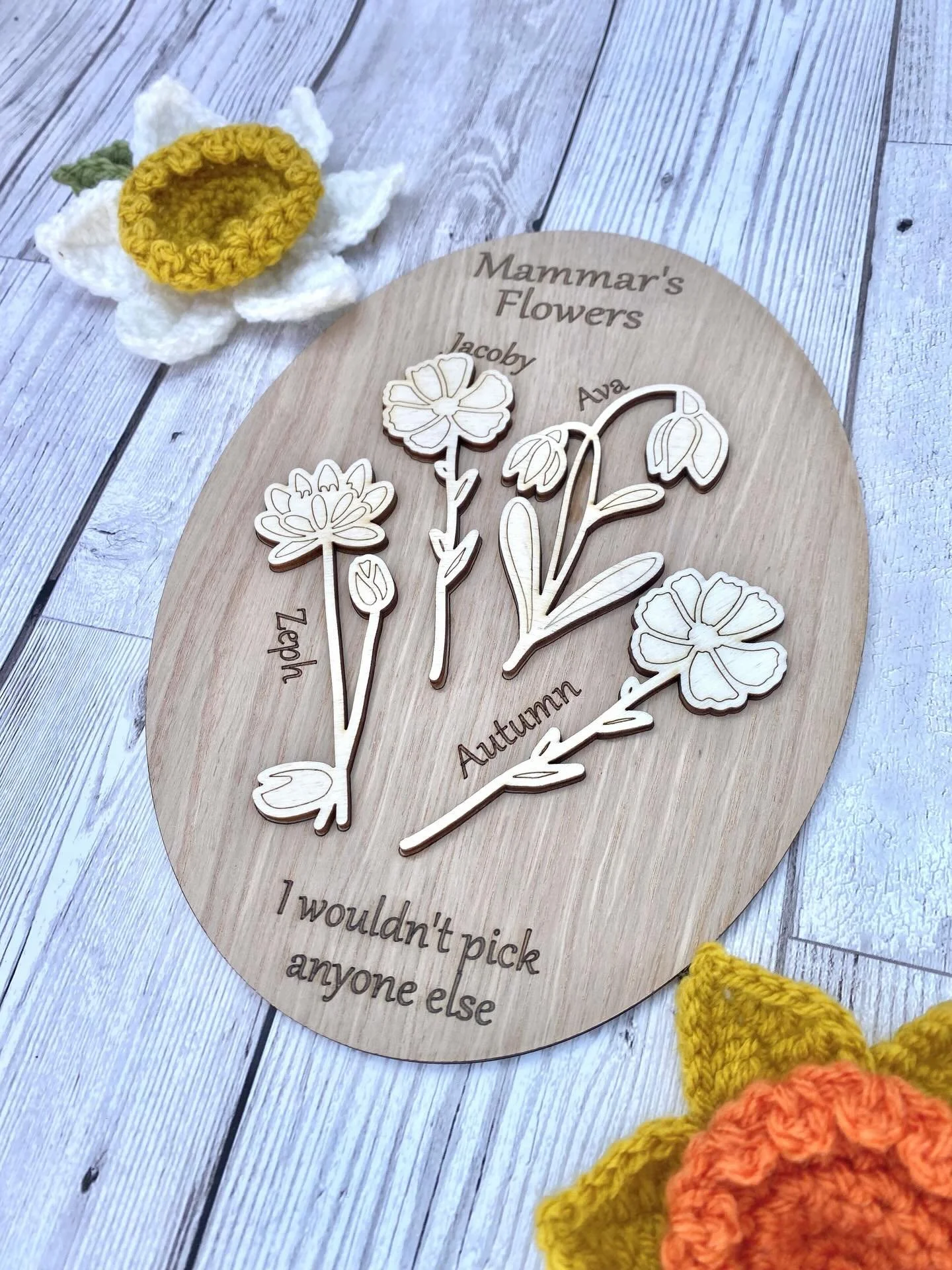 Should I add some coloured acrylic to our personalised month flower plaques? I think so!!