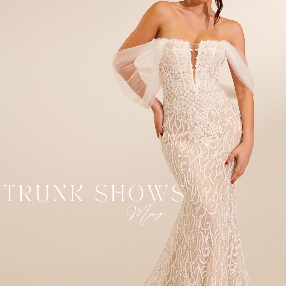 TRUNK SHOWS: MAY 2024⁠
⁠
Brides, we are so excited to announce the dates of our upcoming trunk shows for our latest collection! Be the first to see the Zavana Bridal DESIRE collection in person at the trunk shows being held by our wonderful stockists