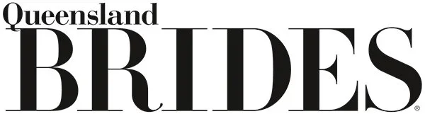 The logo of Queensland Brides, with the word 'Queensland' in small black font above the large word 'BRIDES' in bold, black capital letters.