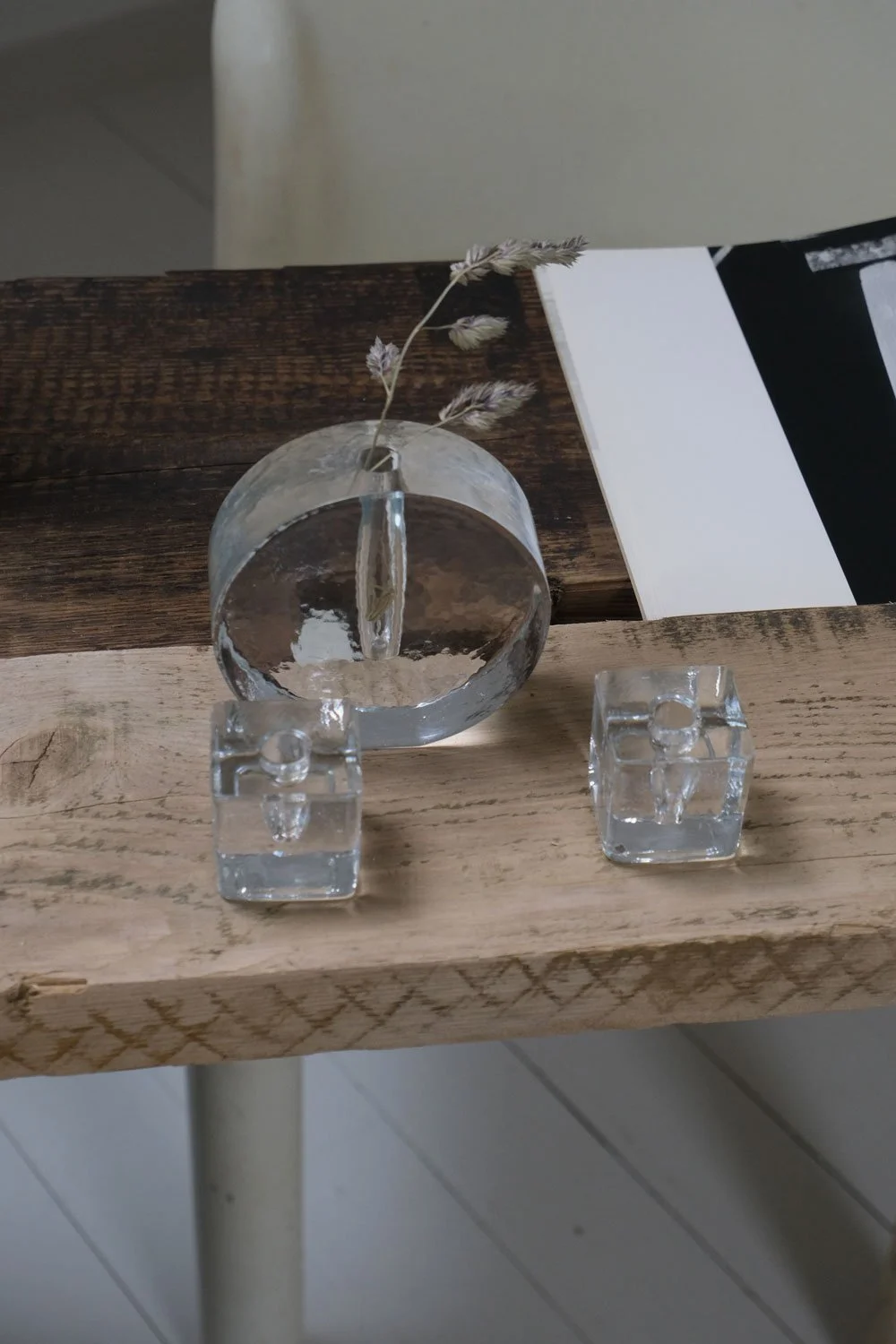 le trio de vases en verre