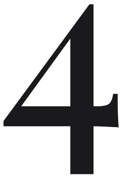 Large black number four on a white background.