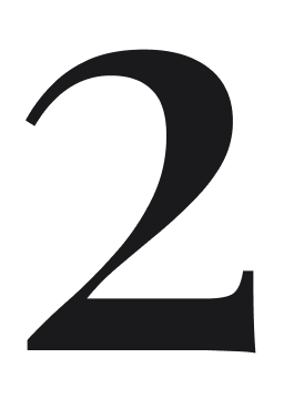 A black background with a large, dark gray number 2 in the center.