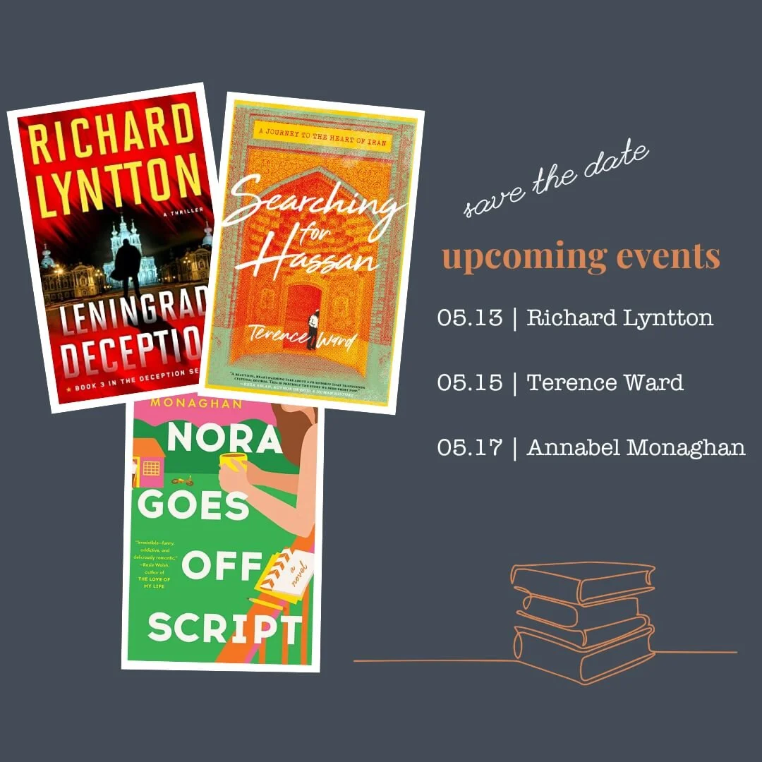 So much is happening at booked. next week dear readers - and there's something for everyone!

May 13 at 12pm - Richard Lyntton, Leningrad Deception
May 15 at 7pm - Terence Ward, Searching for Hassan
May 17 at 7pm - Annabel Monaghan, Nora Goes Off Scr