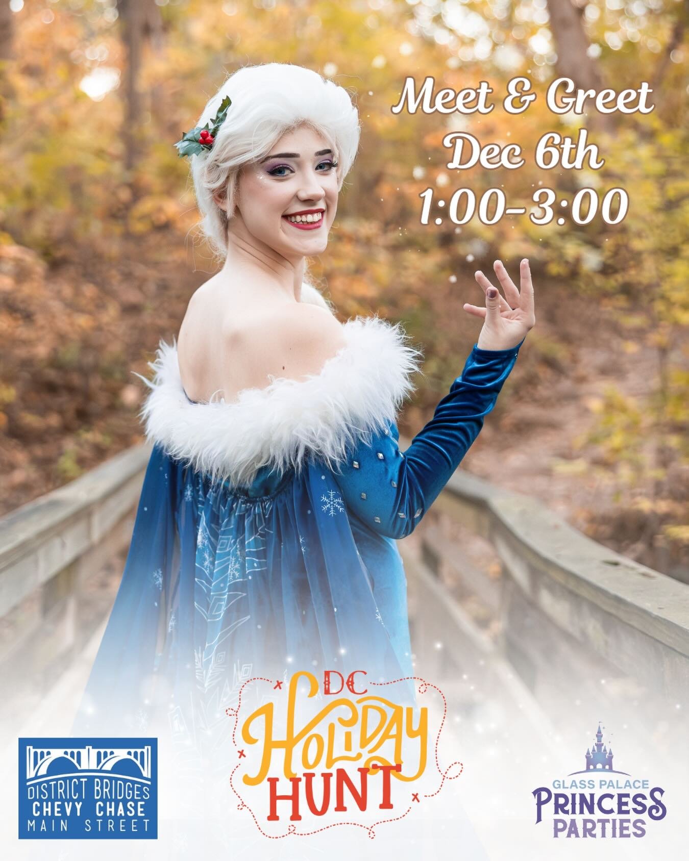 Come find the Snow Queen this Saturday, Dec 6 at District Bridge&rsquo;s Chevy Chase Winter Market! She will be there from 1:00-3:00 pm ready for photos and warm hugs! ☃️ 

Submit your photos with her through the District Holiday Hunt to earn prizes 