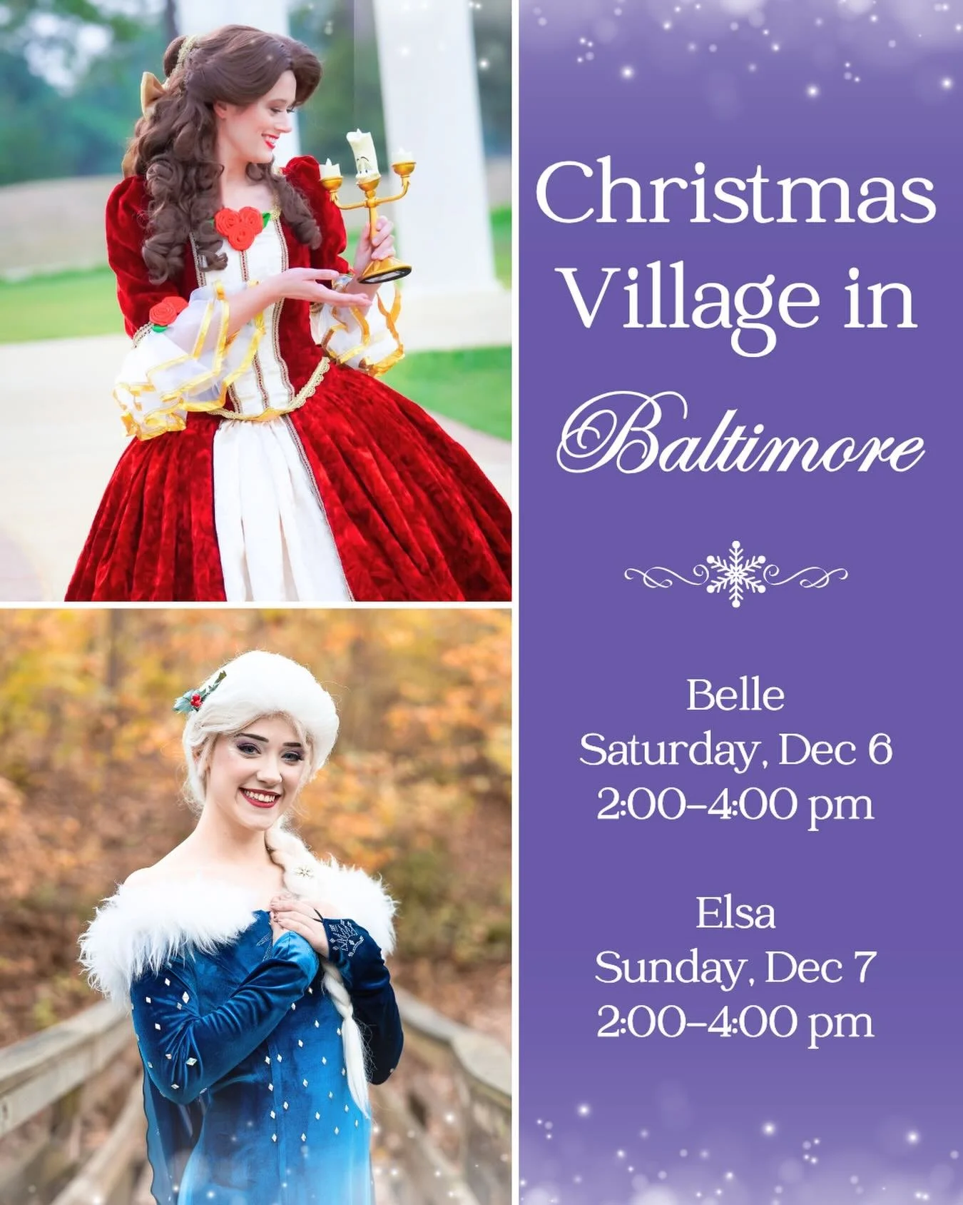 Baltimore, are you ready for the magic of Glass Palace Parties? Come find us across from the Gl&uuml;hwein pyramid on Family Weekend @bmorechristmas! 

📍 501 Light St, Baltimore, MD 21201

🔔 Saturday Dec 6, 2:00-4:00 meet Belle 
❄️ Sunday Dec 7, 2: