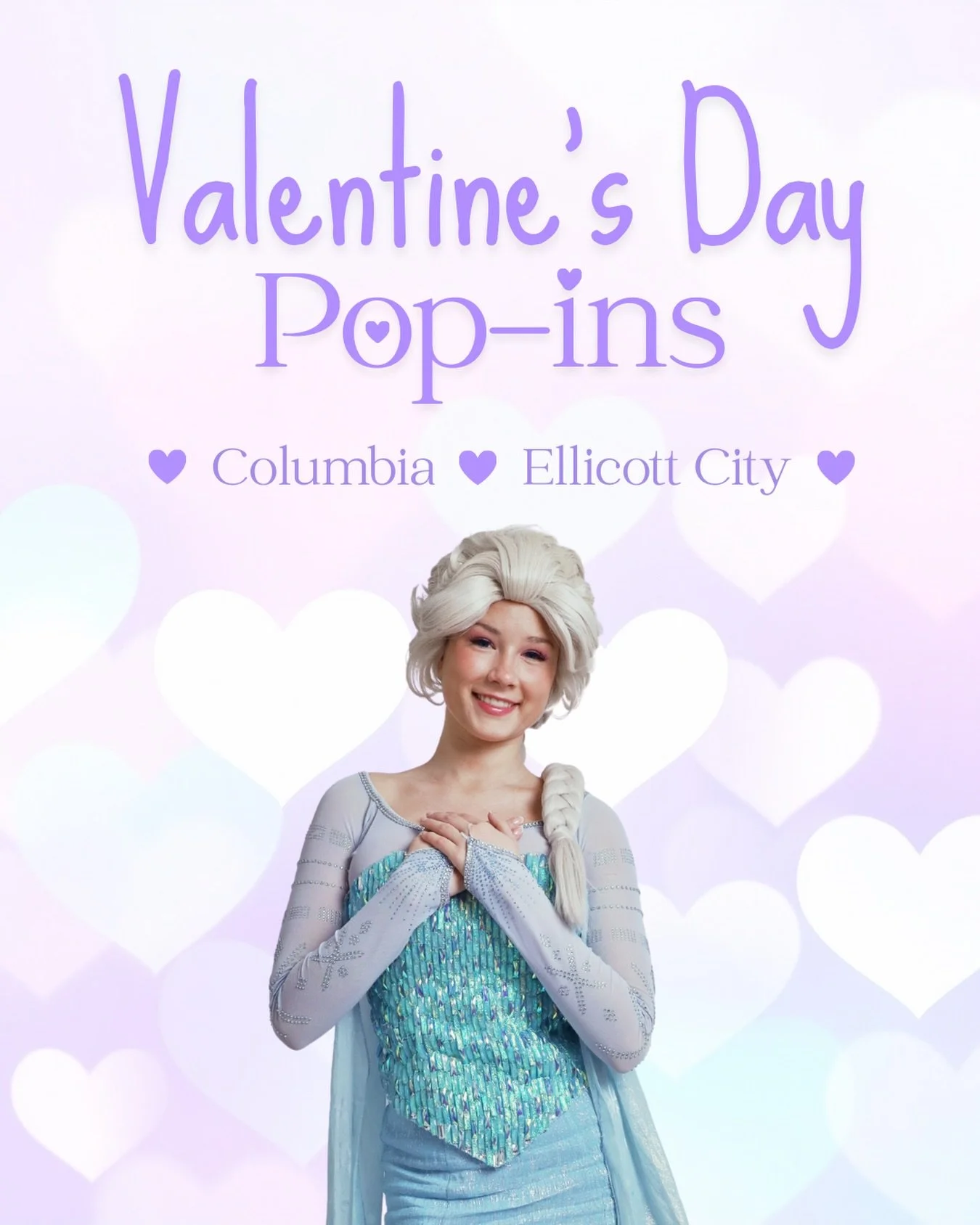 A little Valentine&rsquo;s Day magic right to your door ❄️✨Elsa is making Valentine Pop-In Visits through the kingdoms of:

📍 Columbia
📍 Ellicott City
📍 surrounding Howard County neighborhoods 

For just $55, your child gets:

💙 a 10 minute priva