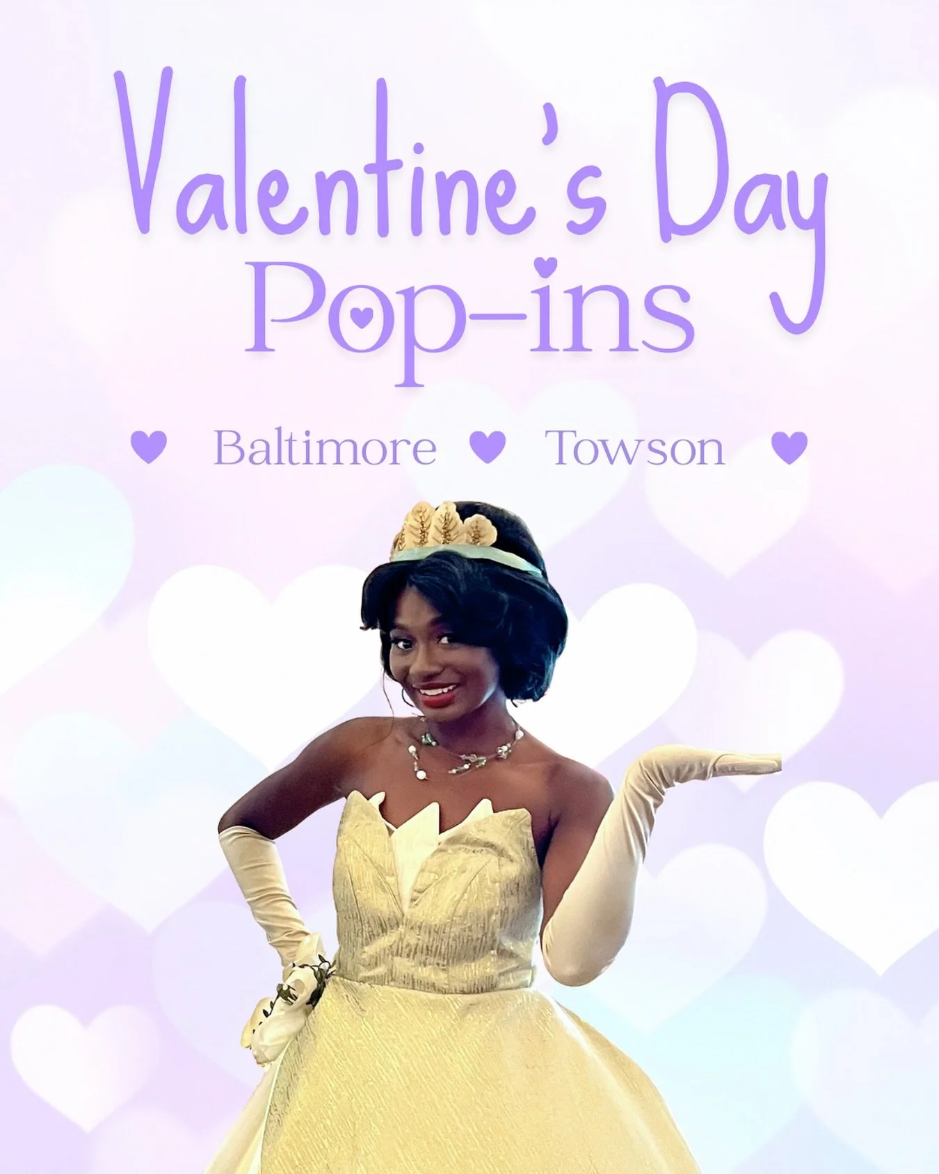Valentine&rsquo;s Day Princess Pop-Ins are selling like some of Tiana&rsquo;s man catching beignets 💚✨
Reserve your spot with her as she hops around homes across:
📍 Baltimore
📍 Towson
📍 surrounding Baltimore County

Book a 10 minute Valentine Pri