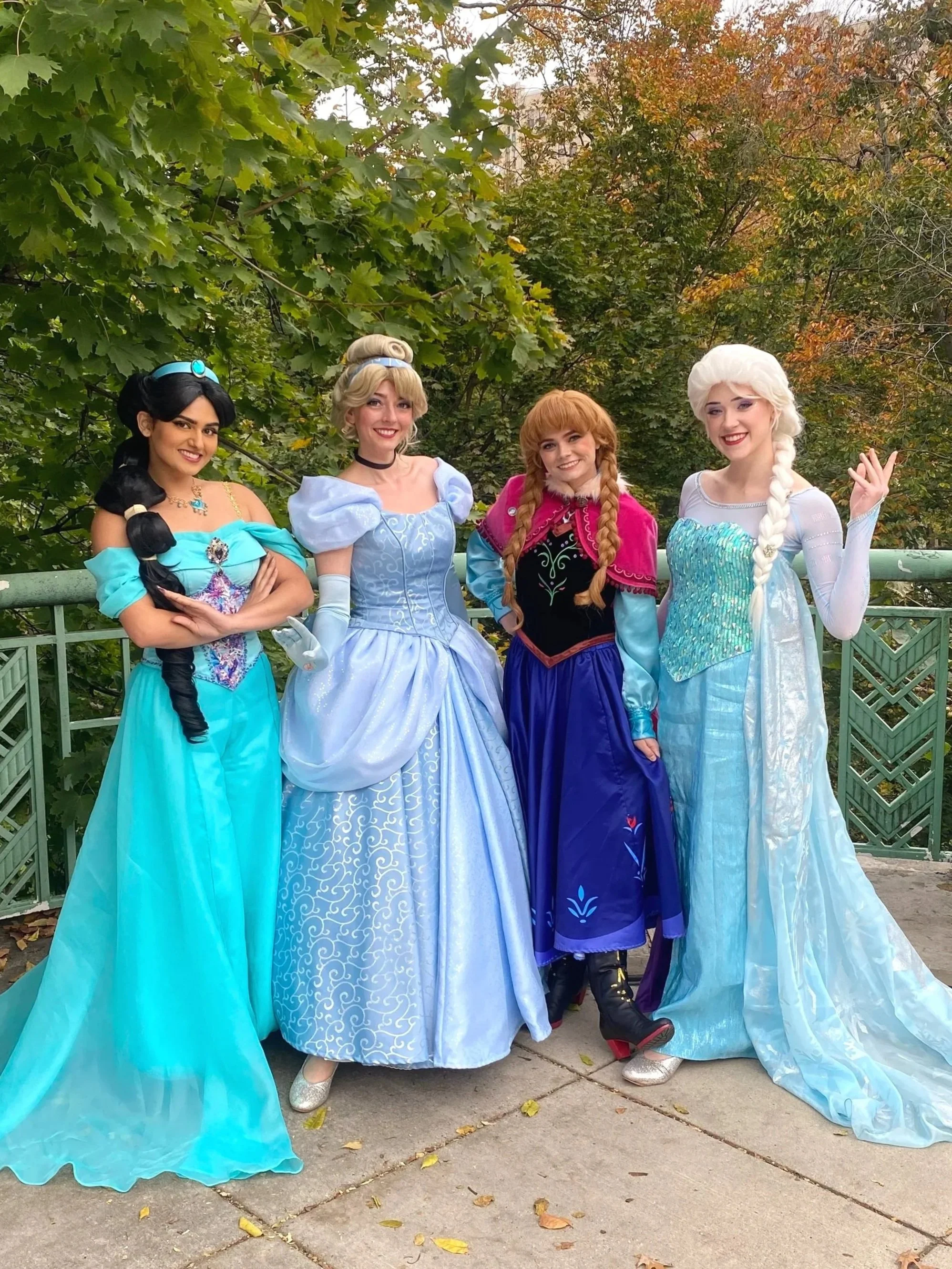 princess birthday party with four princesses