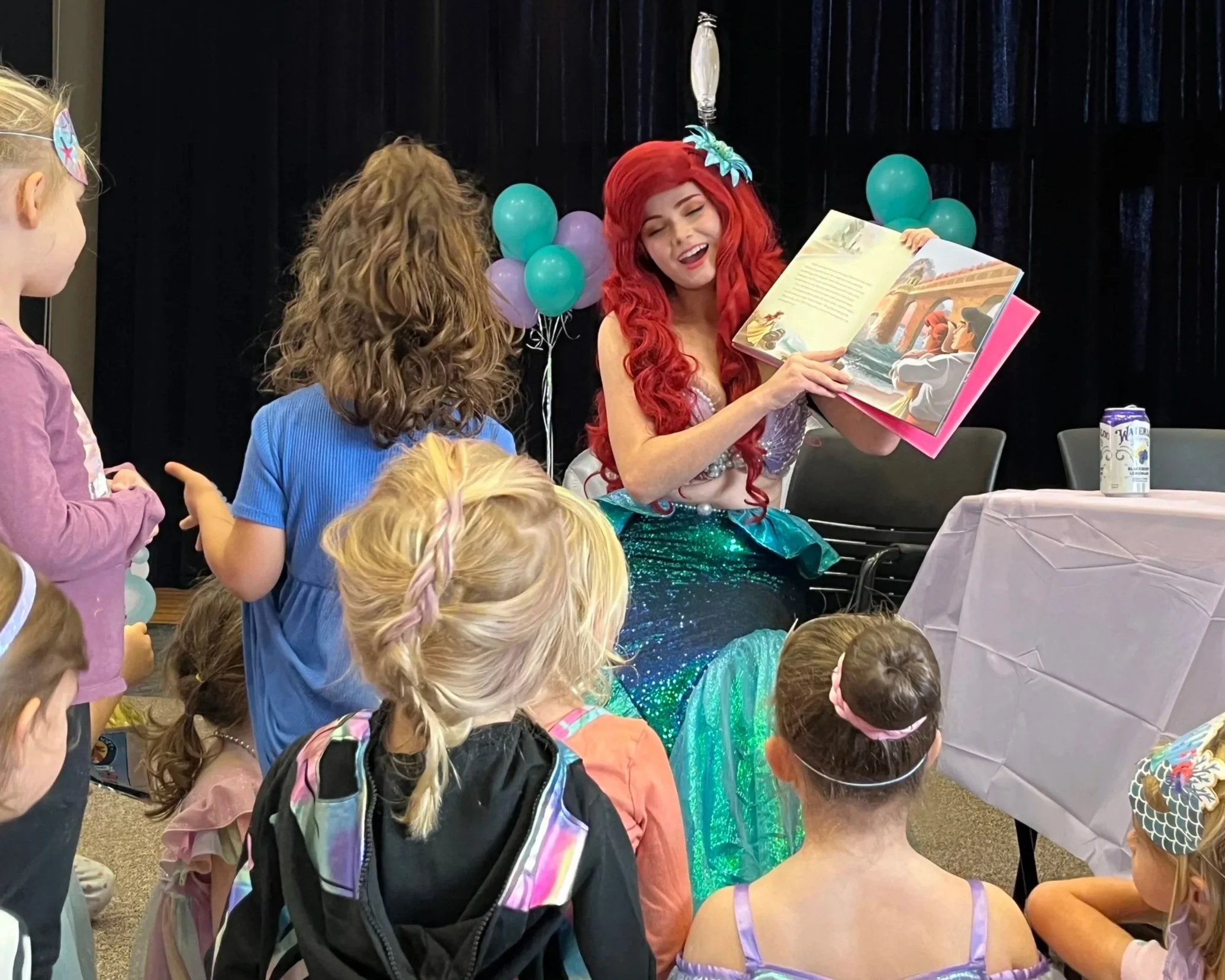 Little mermaid reads story for Baltimore birthday party entertainment