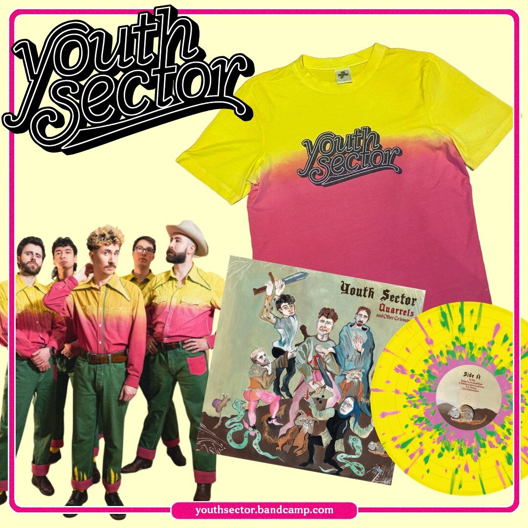 Brand new @youthsectorband splatter vinyl announced just in time for Bandcamp Friday!

'Quarrels and Other Grievances' is a stunning 12&quot; vinyl repressing of their 2023 Quarrels EP but with additional tracks: all available on a limited run of yel