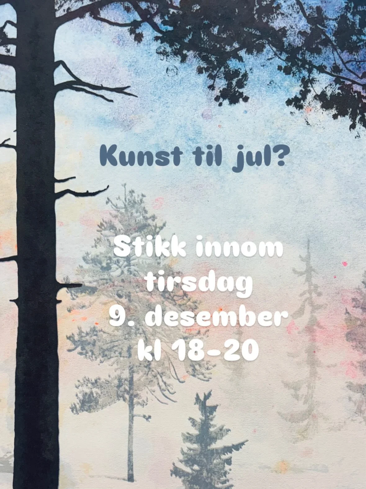 Noen av dere har spurt om dere kan stikke innom atelieret mitt f&oslash;r jul og kikke p&aring; bilder. Velkommen til et lavterskel arrangement p&aring; Grini M&oslash;lle, Grinidammen 10 p&aring; Eiksmarka (inng. A, 3. etg) TIRSDAG 9. desember kl 18