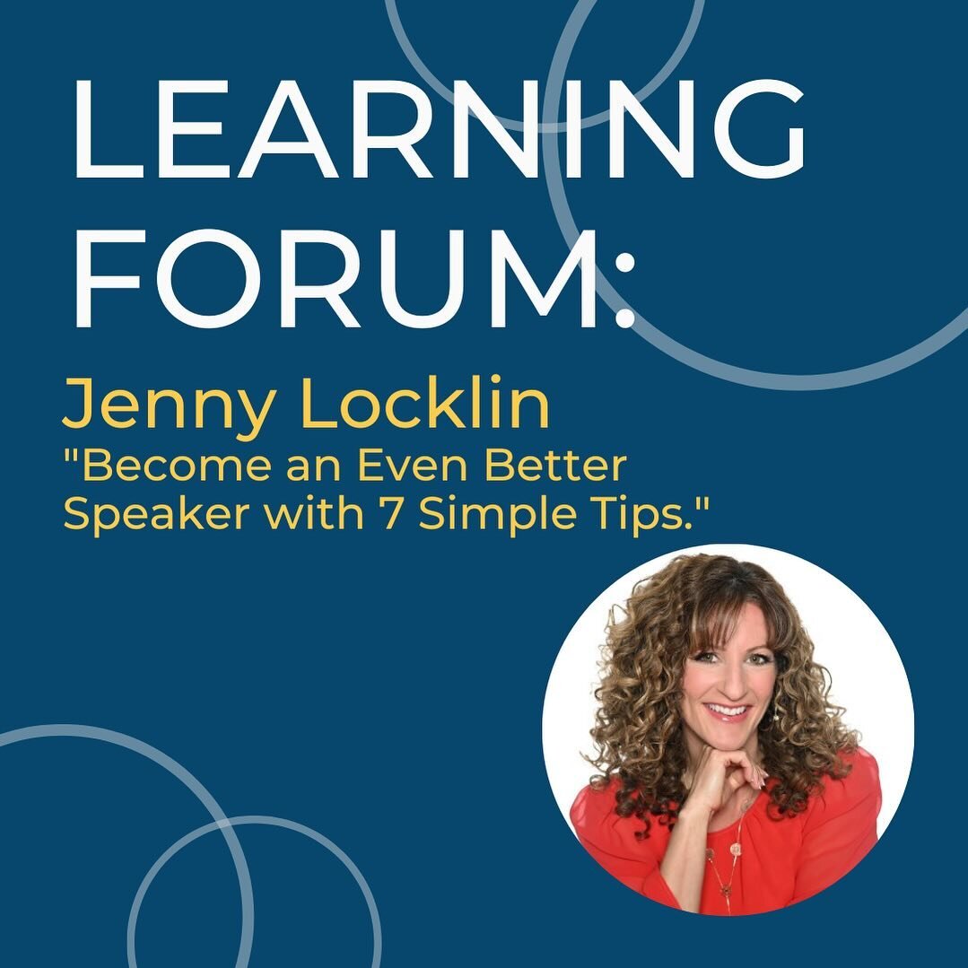 Join us Tuesday, 1/9 for Learning Forum with Jenny Locklin, Corporate Entertainer and Keynote Speaker.

&ldquo;Become an Even Better Speaker with 7 Simple Tips.&rdquo; Jenny Locklin will share some easy ideas you can use right away whether you&rsquo;