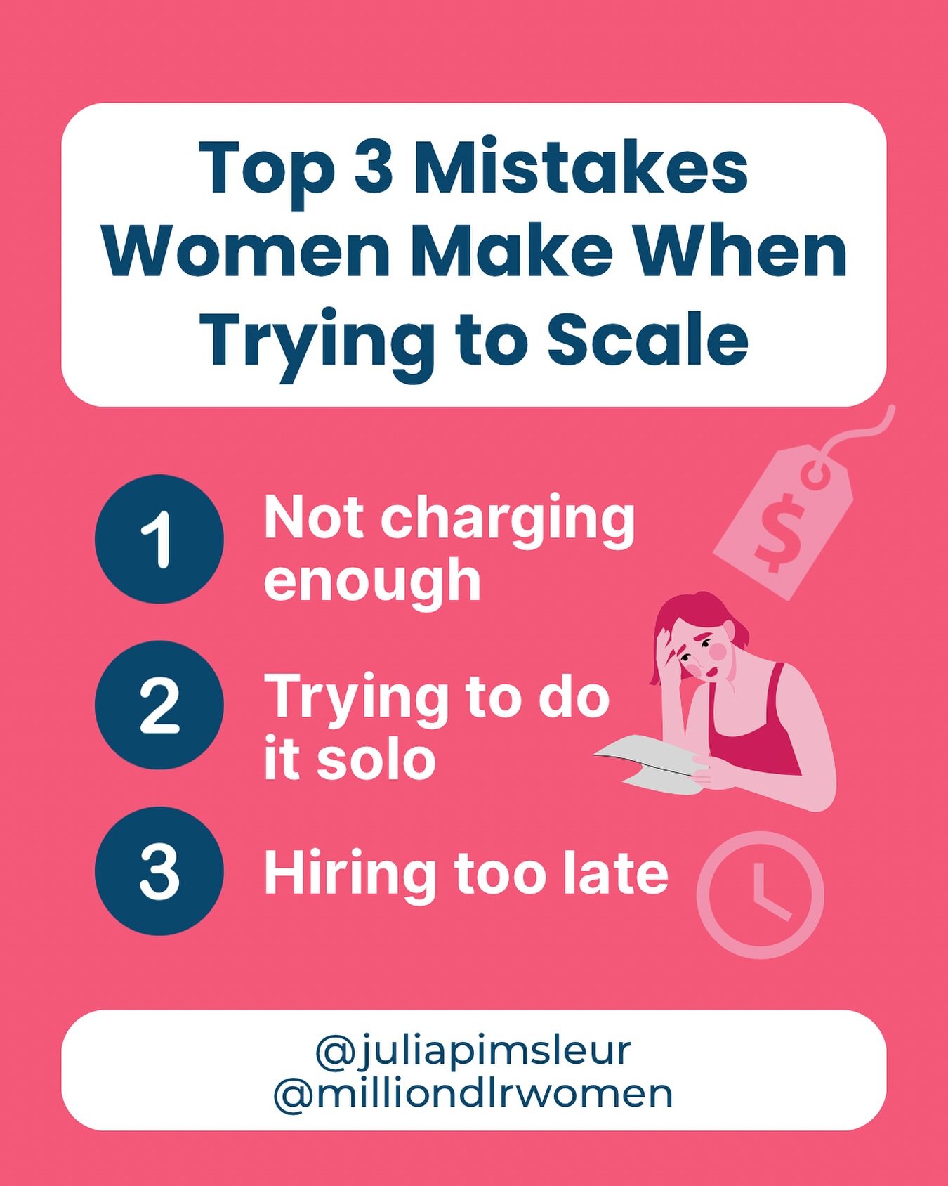 I’ve coached hundreds of women entrepreneurs and these 3 mistakes come up again and again when they’re trying to scale. Is this you?
1️⃣ Not charging enough – Underpricing doesn’t just shrink your revenue, it shrinks your con