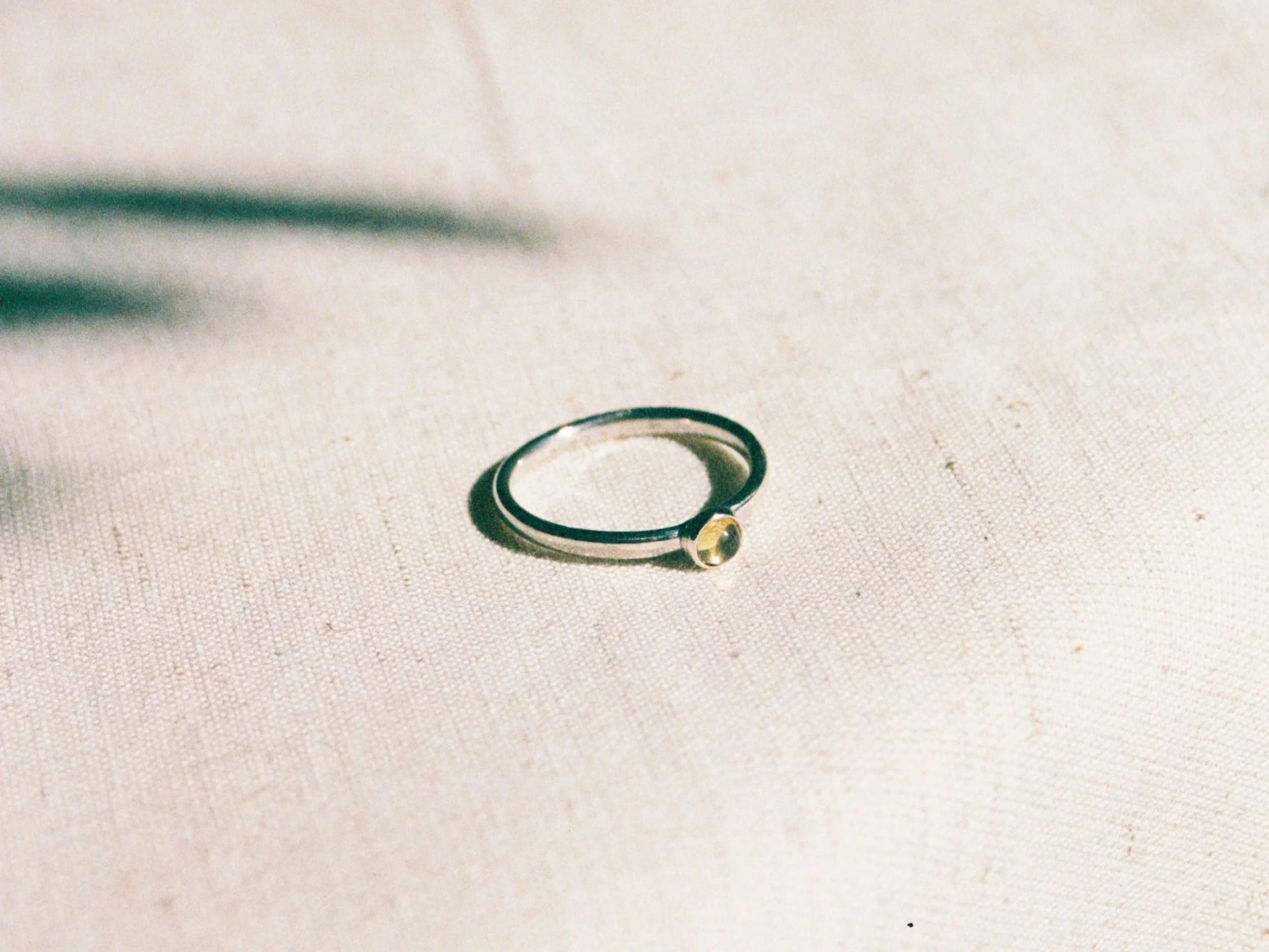 Silver ring with a bezel set Citrine