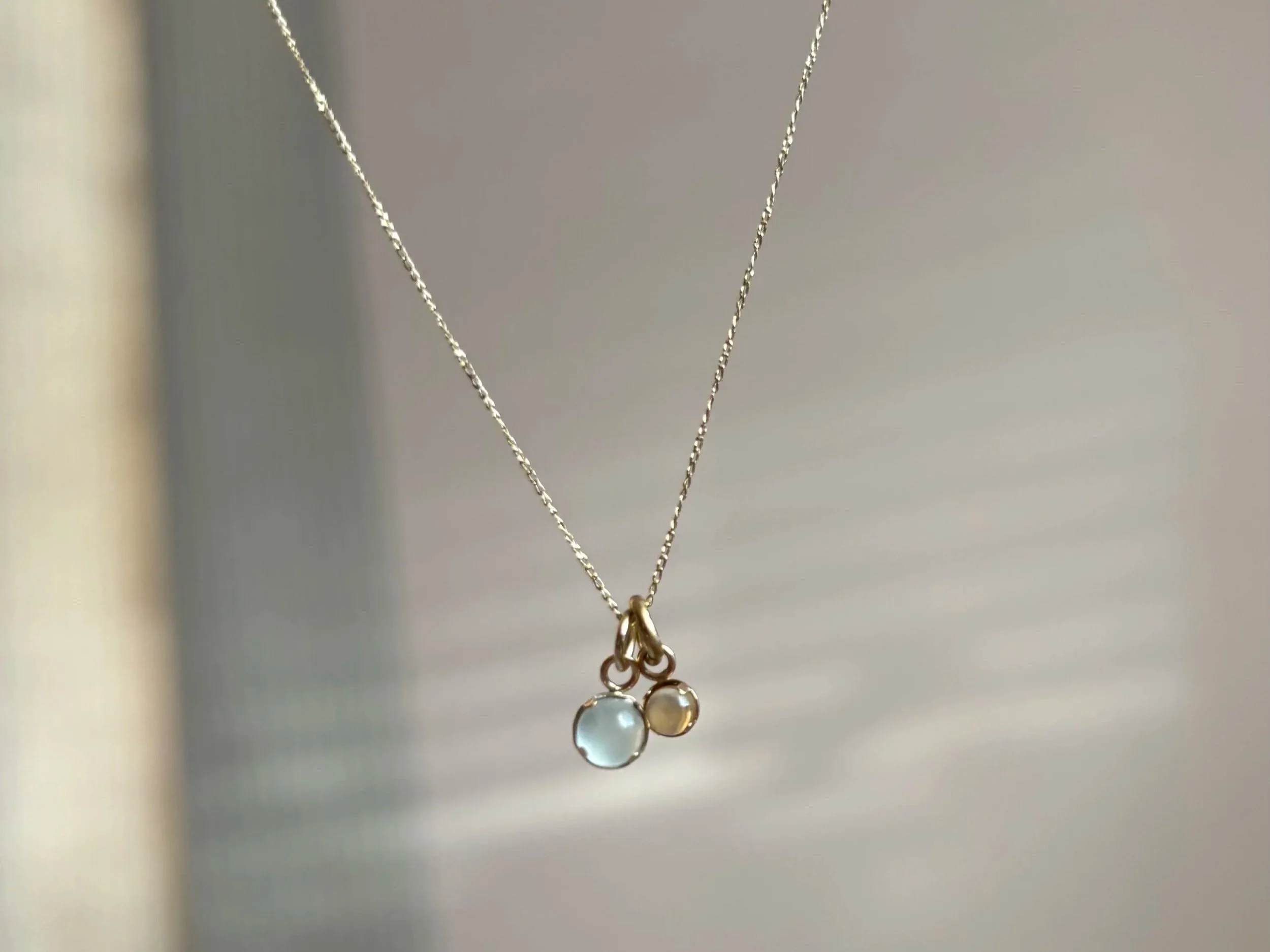 Aquamarine & Citrine birthstone pendants