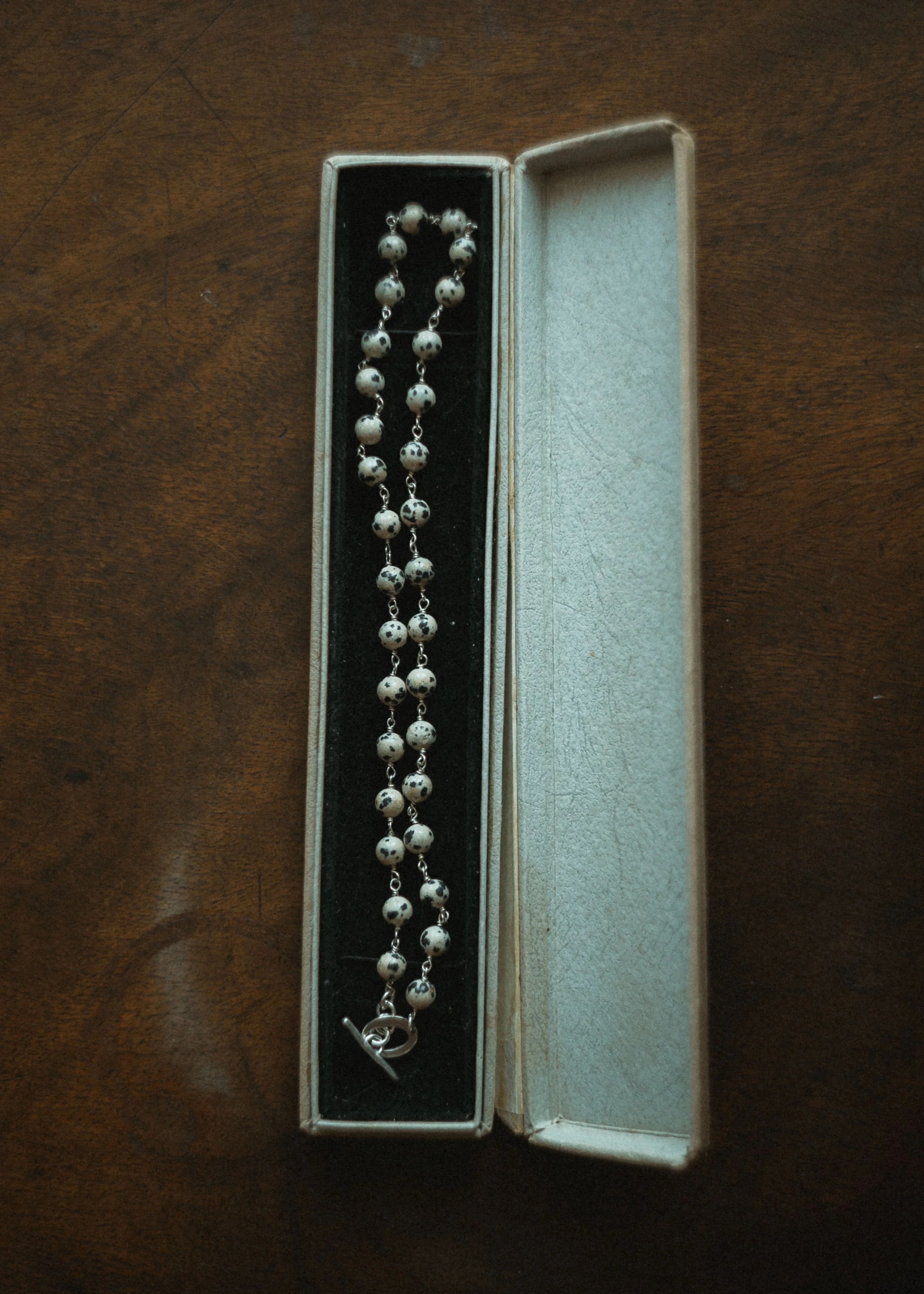 BEADED COLLAR | Silver, Dalmatian Jasper