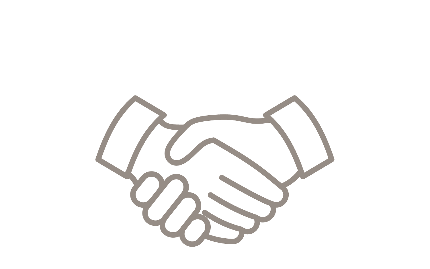 Line drawing of a handshake symbolizing agreement or partnership.