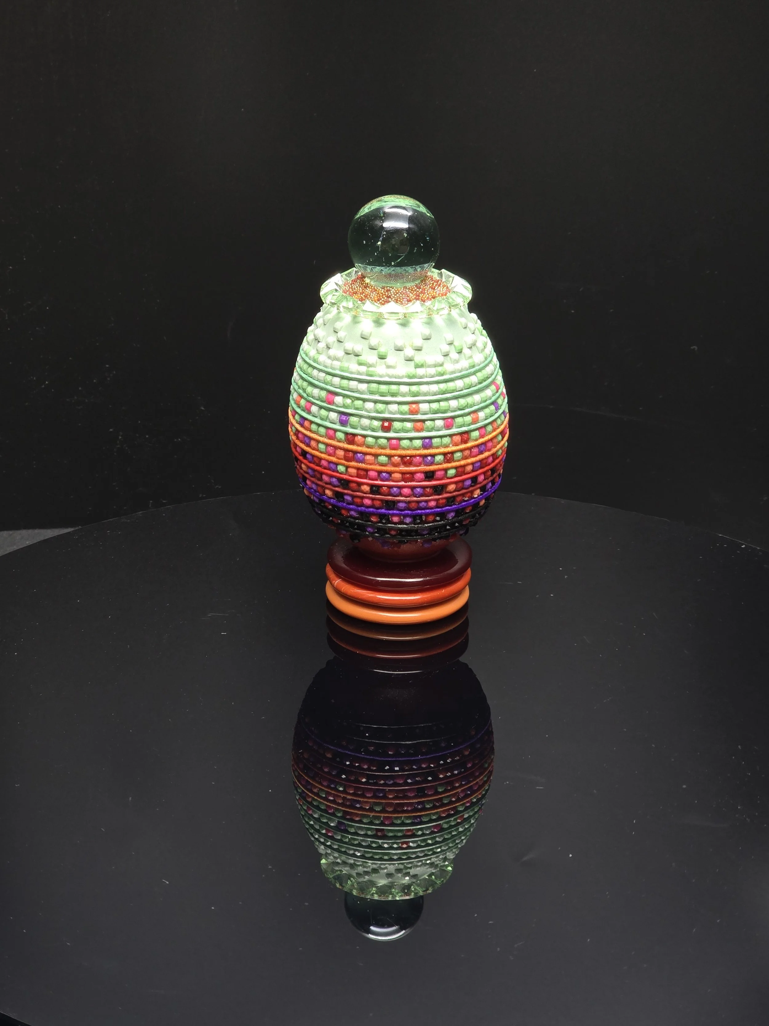 "Quantum Fugue" - $300 - 4 1/2" h, 2 1/2" dia - natural goose egg