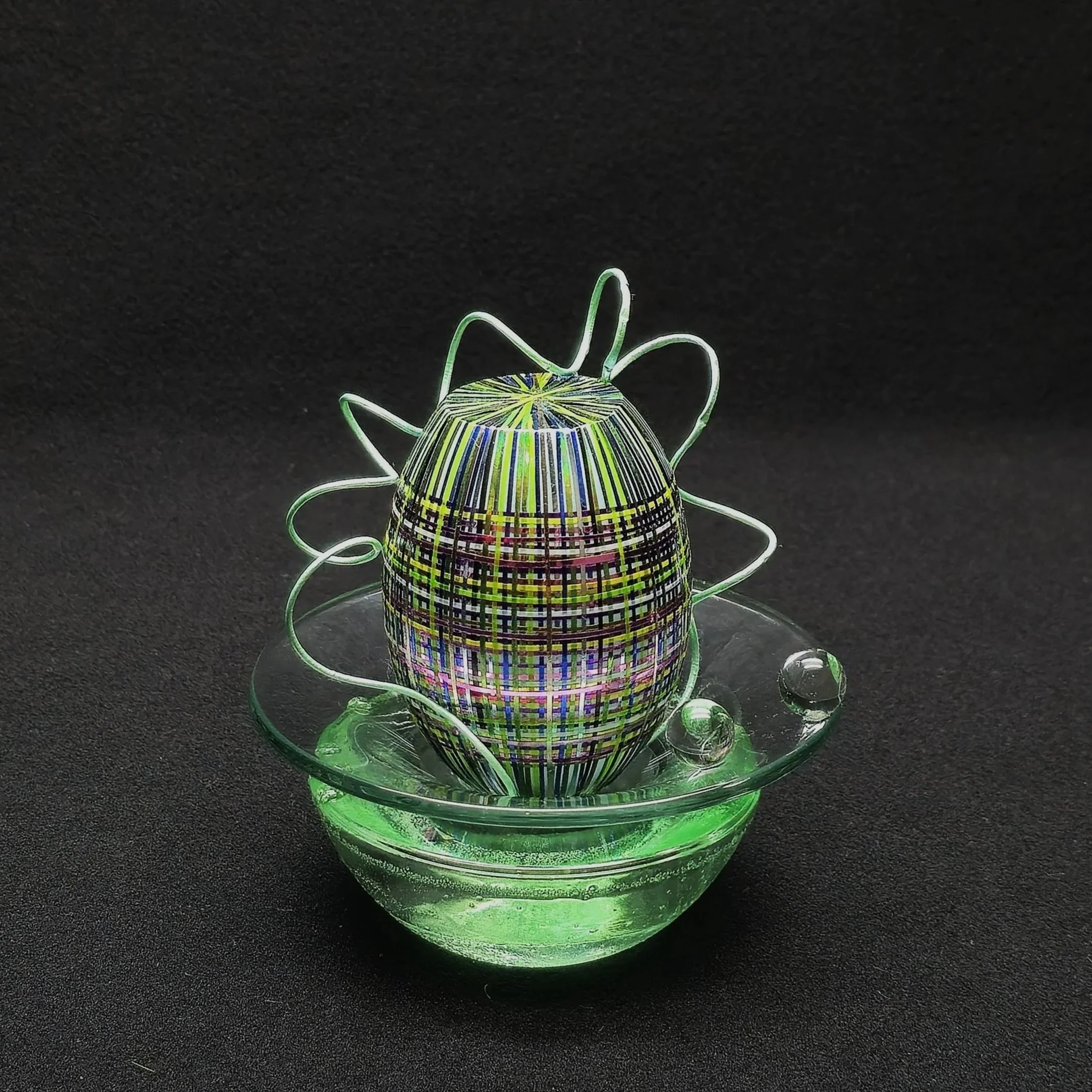 "You're Outta Line" - $250 - 4 1/2" dia, 4 1/2" high. Natural goose egg.