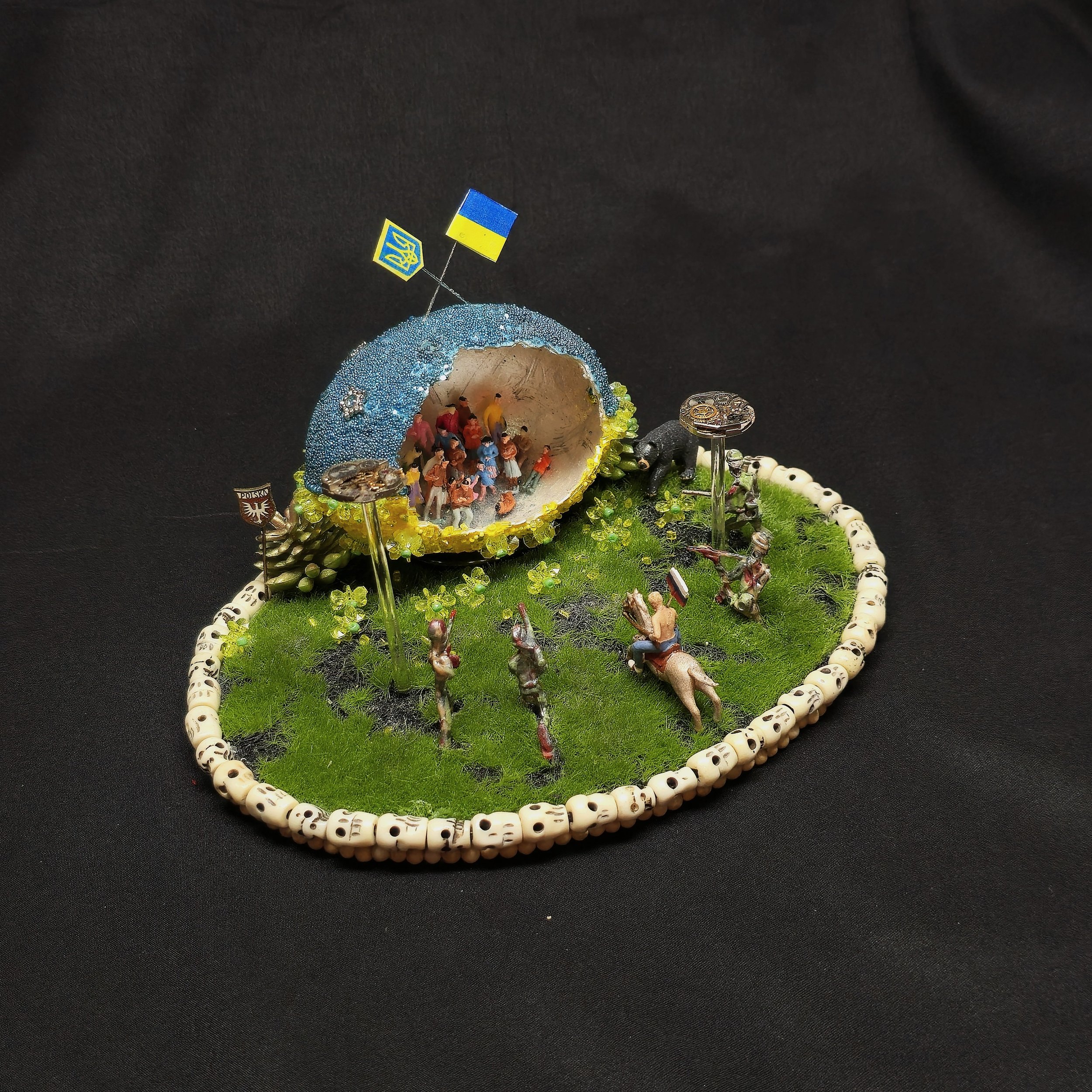 "Orcs at the Gate" - $500 - 7 1/2" l, 5 1/2"w, 4"h - Natural goose egg