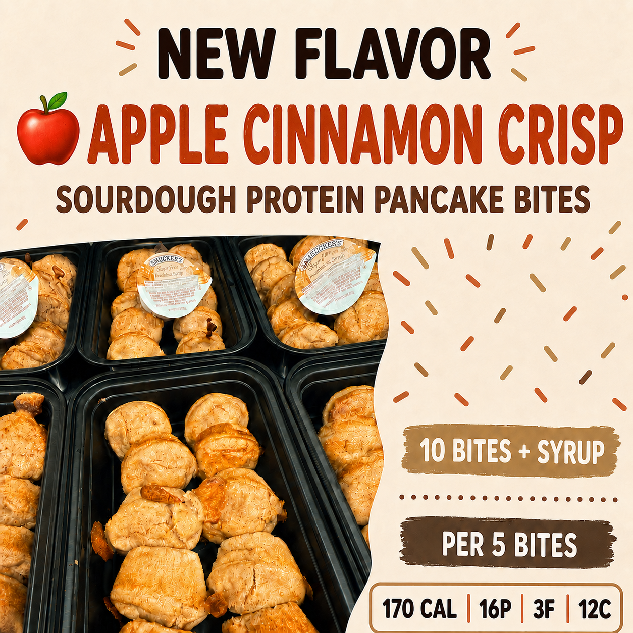 NEW - Sourdough Apple Cinnamon Crisp Protein Pancake Bites