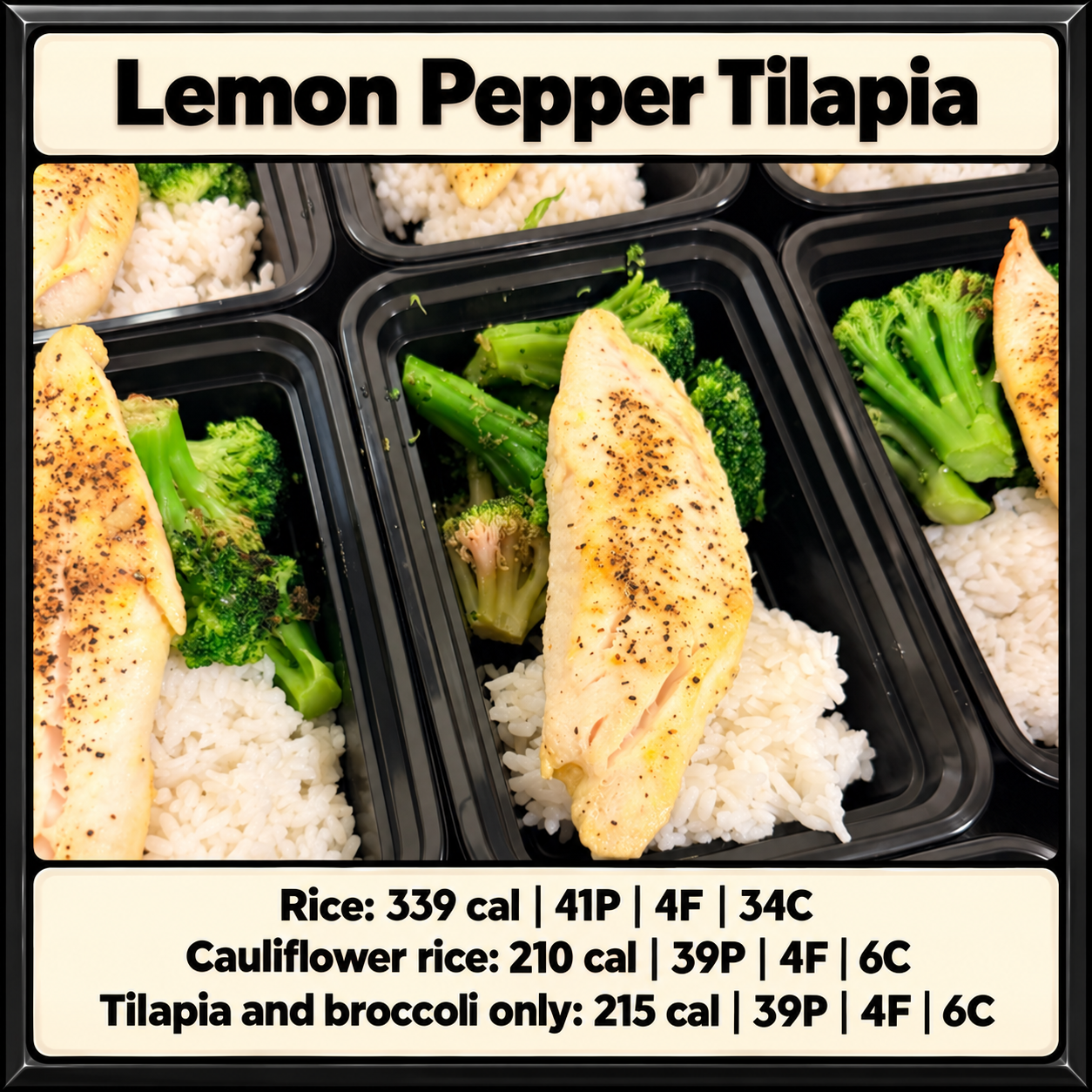 Lemon Pepper Tilapia with choice of side and oven roasted broccoli