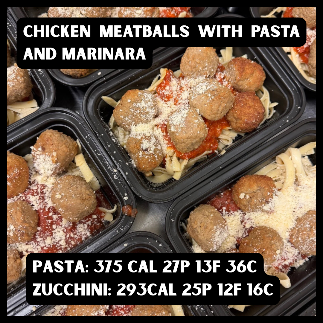 Chicken meatballs with marinara and pasta