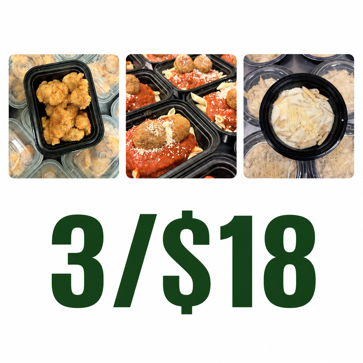 3/$18 mini meals
