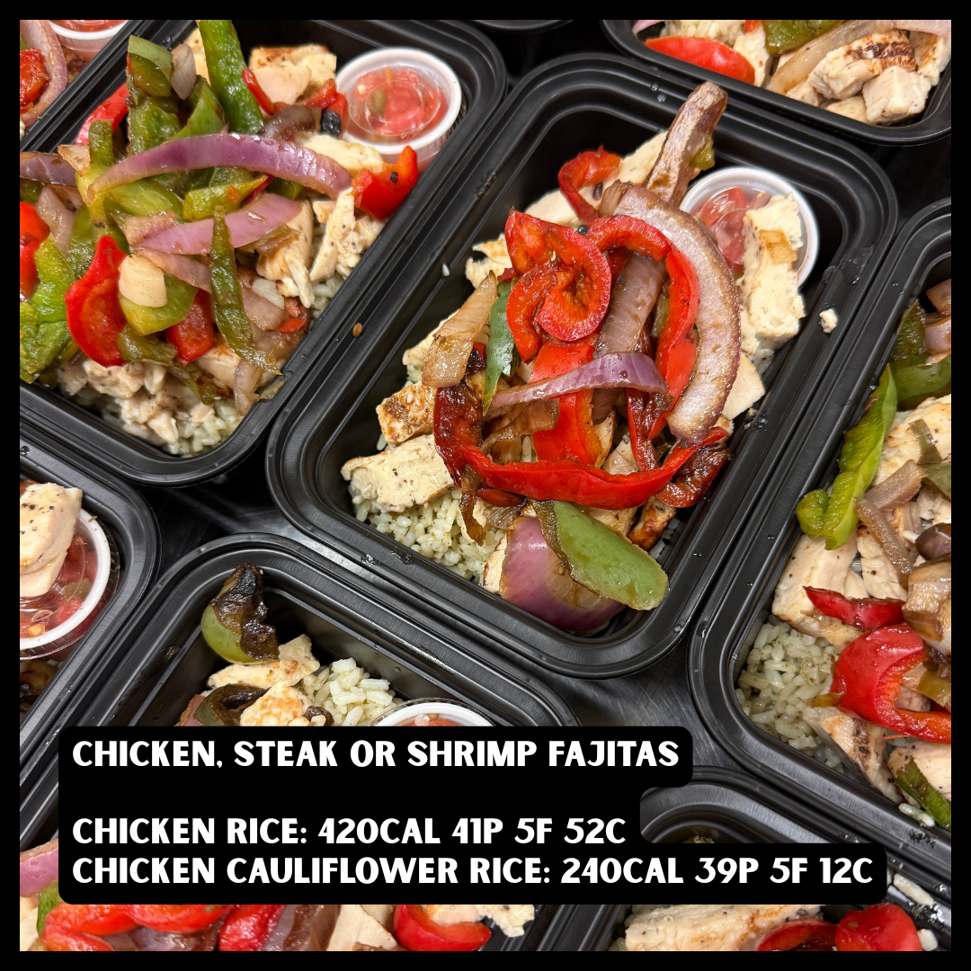 Chicken, steak or shrimp fajita
