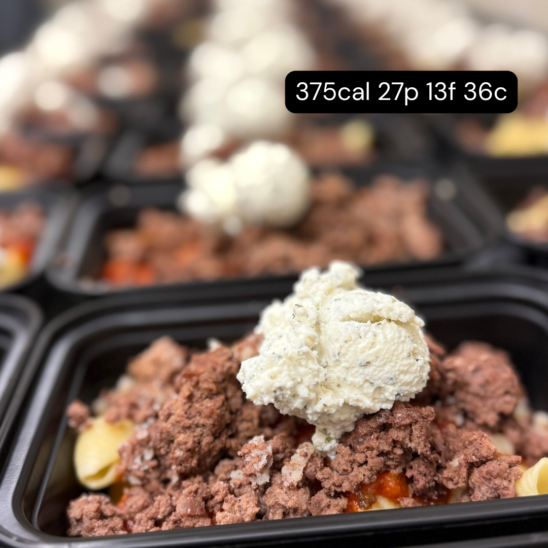 Unstuffed shells with herbed ricotta (your choice of protein)