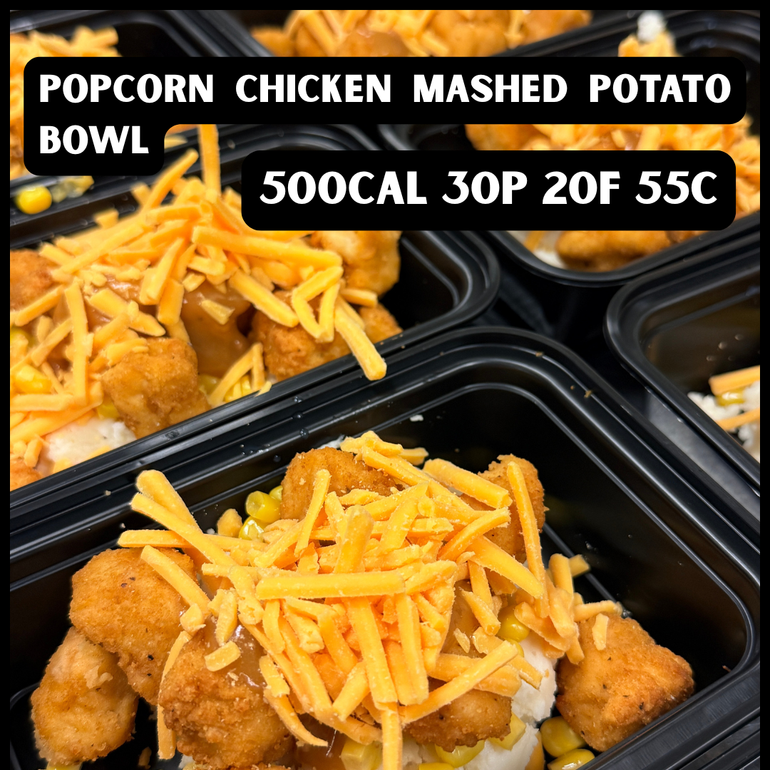Popcorn chicken mashed potato bowl