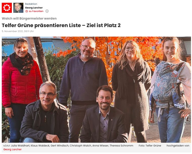 Telfer Grüne präsentieren Liste – Ziel ist Platz 2
