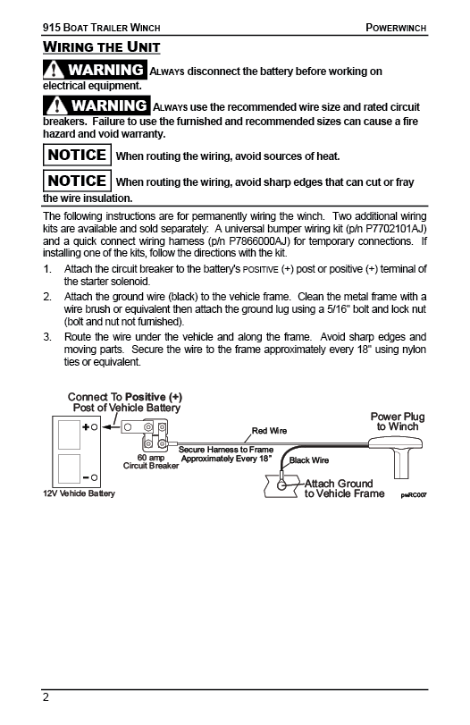 Model 915 Trailer Winch Manual | 12V Boat Trailer Winch | Powerwinch