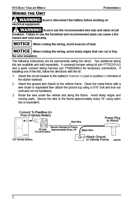 Model 915 Trailer Winch Manual 12V Boat Trailer Winch Powerwinch