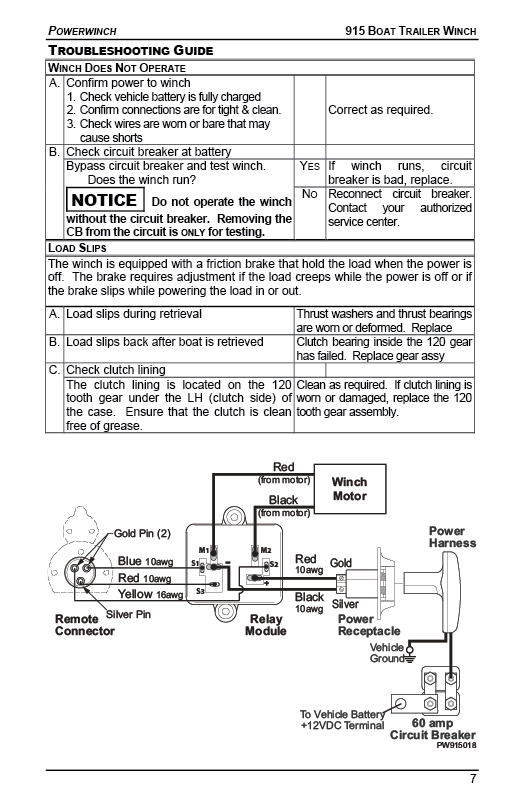 Model 915 Trailer Winch Manual 12V Boat Trailer Winch Powerwinch