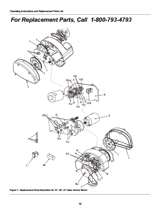 31', 36', 41', and 46' Class Windlass Manual 12V Free Fall Rope