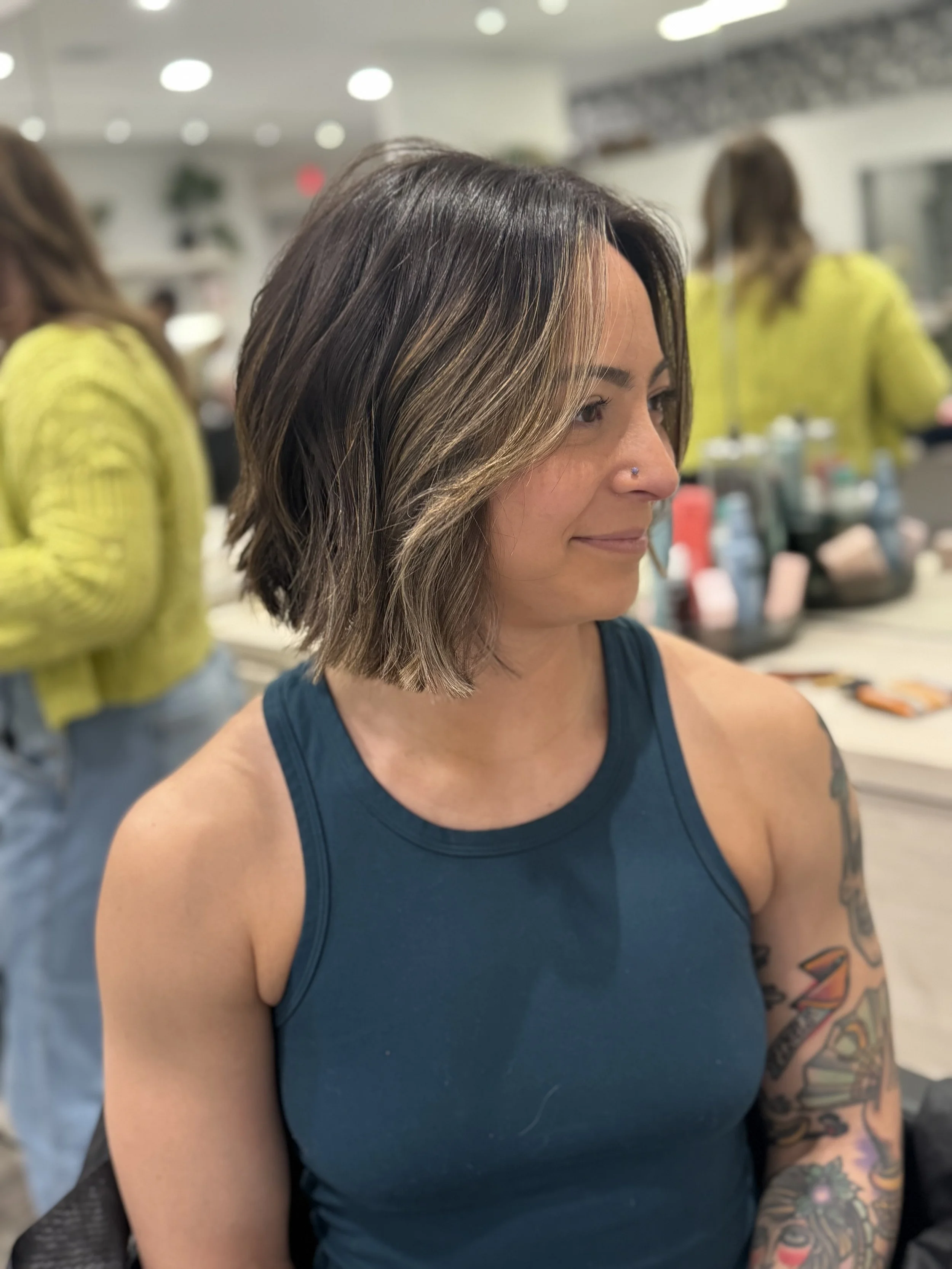 Bob haircut styled at Cedar Rose Salon in Byron Center Michigan near Grandville