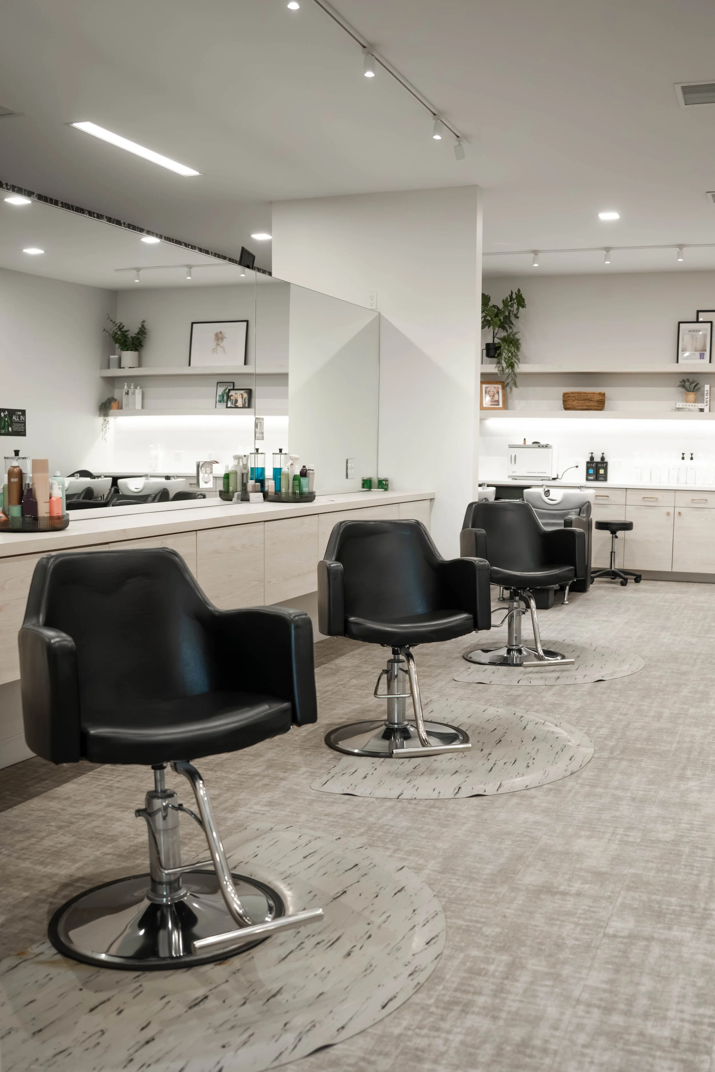 Cedar Rose Salon styling stations and chairs