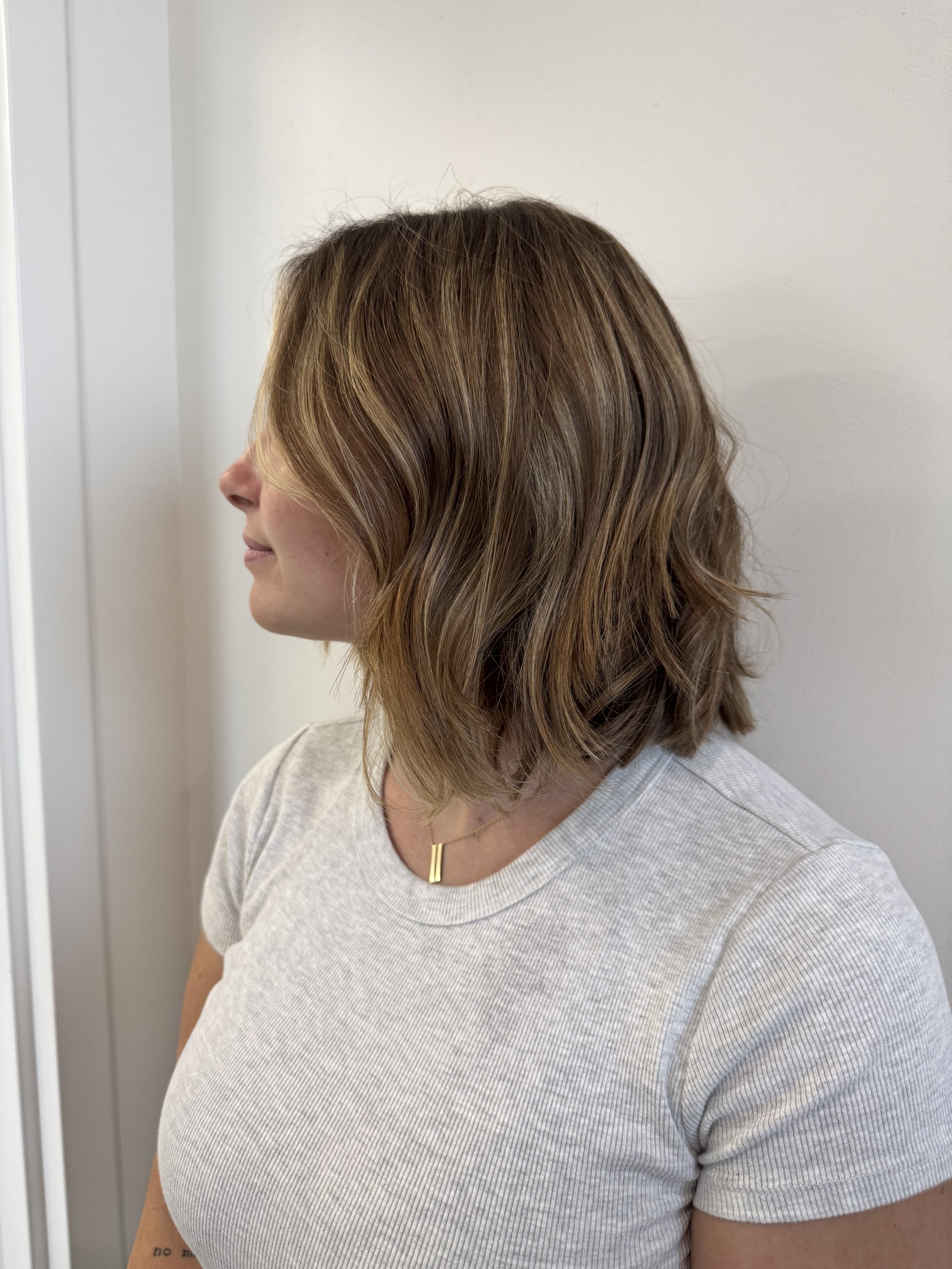 ong bob haircut with soft waves at Cedar Rose Salon & Suites in Byron Center