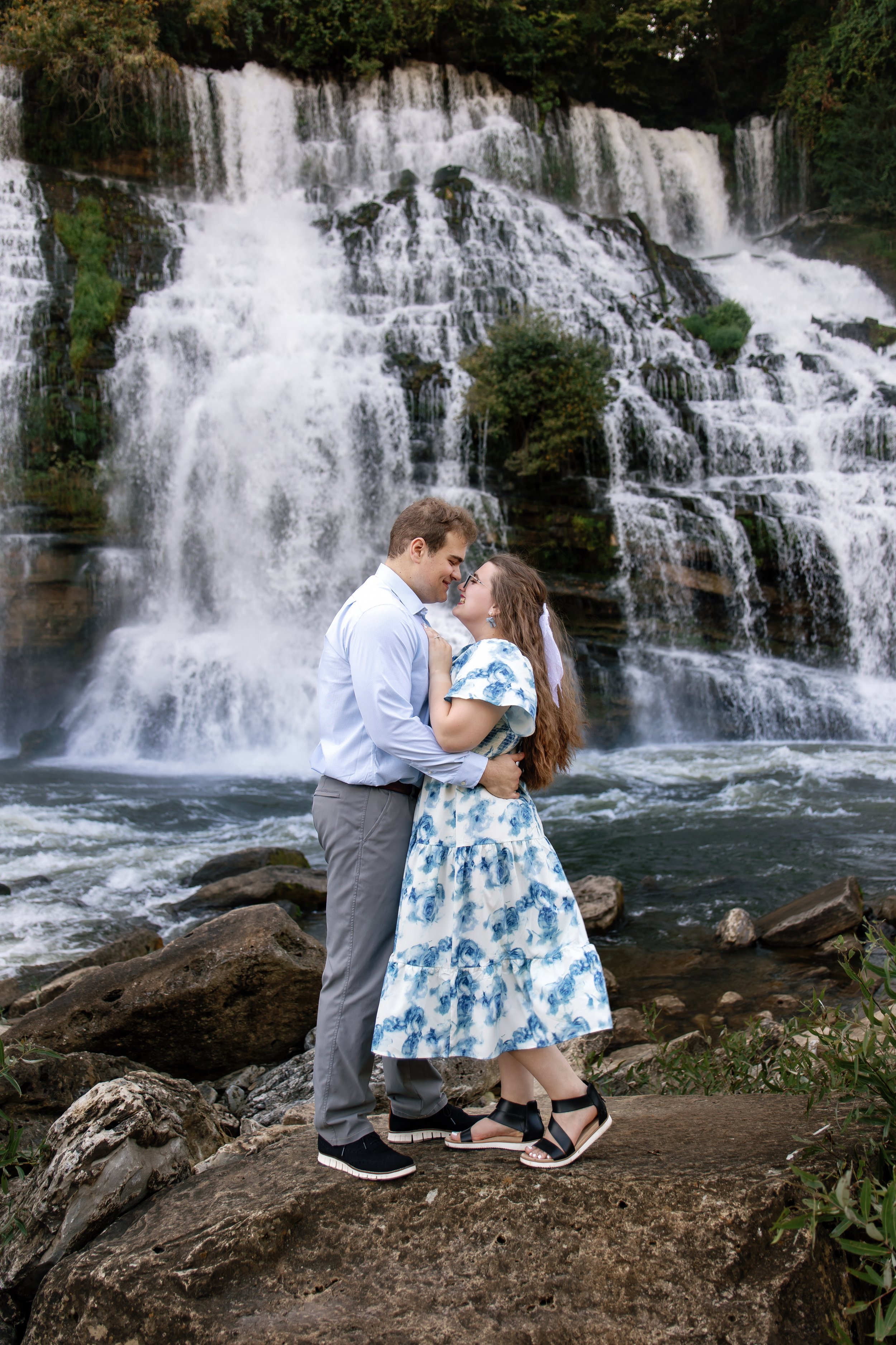 Engaged couple at Tennesse Waterfall