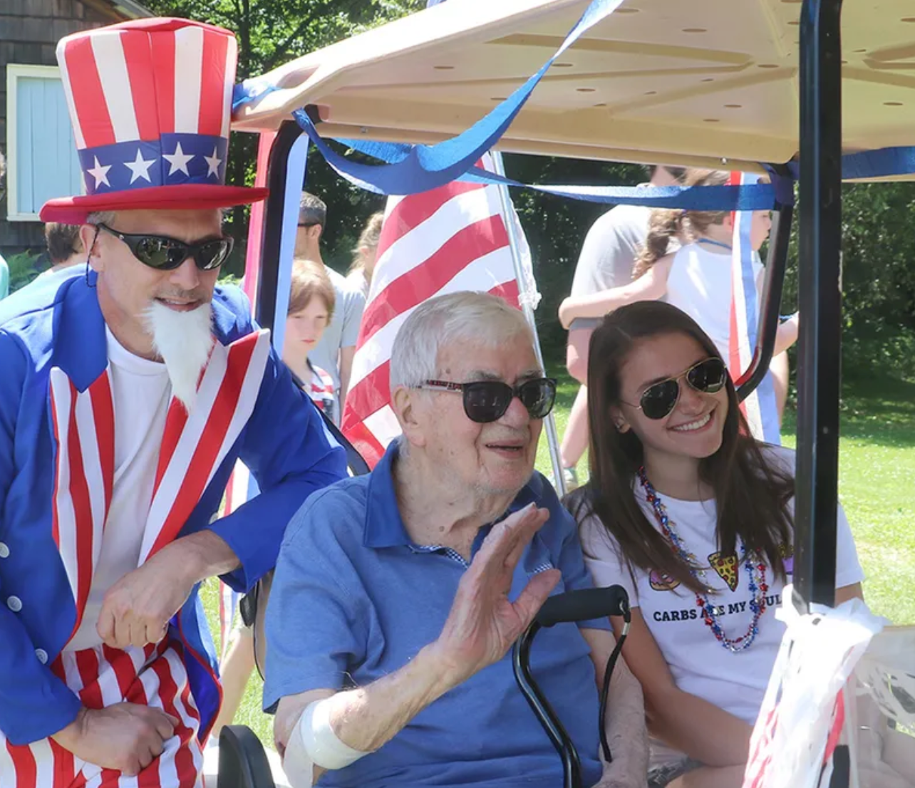 Mr. Jones, at center, served as Grand Marshal of the 4th of July parade in 2017 at Lake Paupac in the Poconos, where he and his family had a cottage.