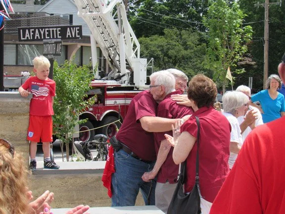 At the Swarthmore Central Park plaza dedication ceremony in 2016.
