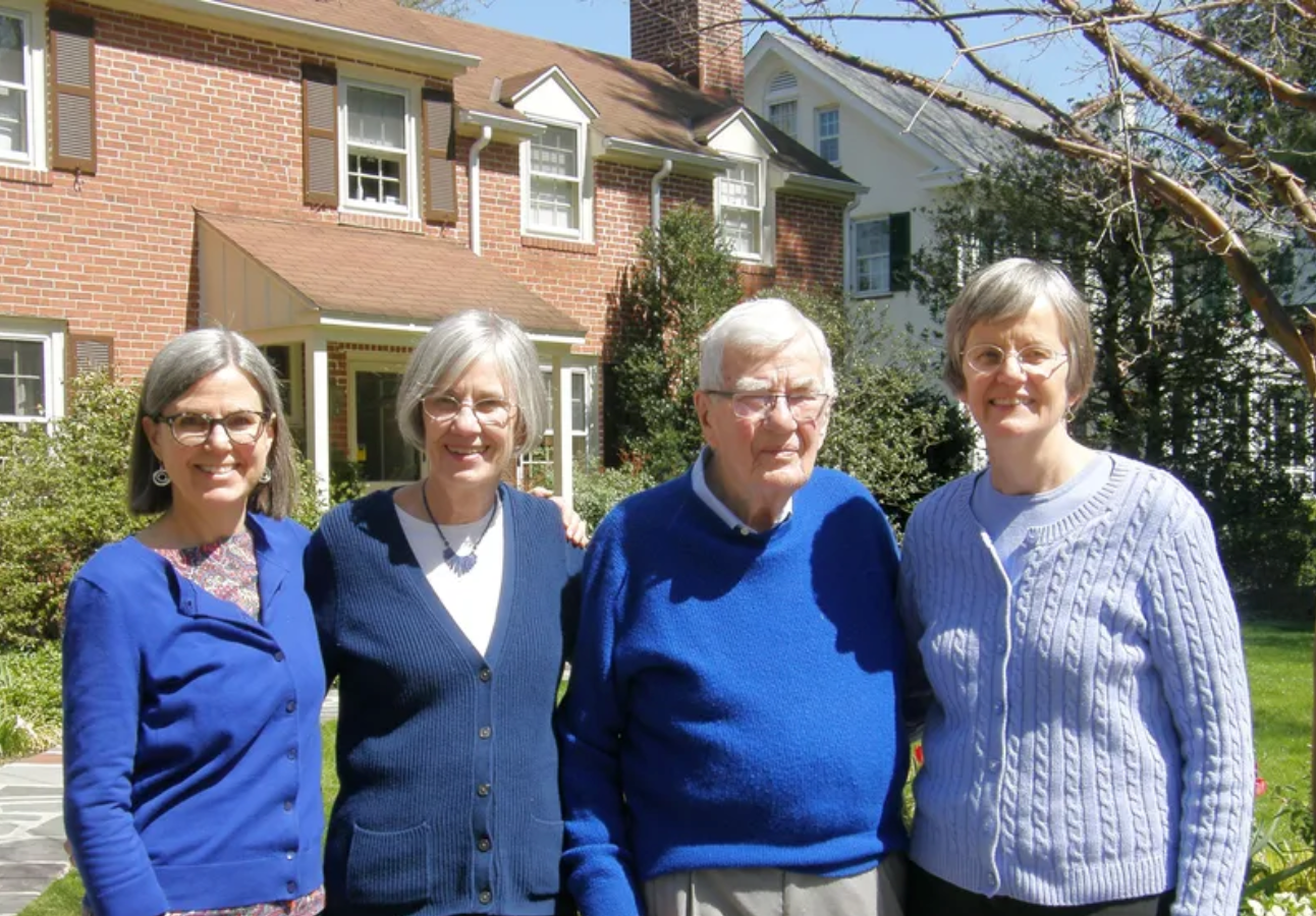 Mr. Jones at his 98th birthday party in 2016, with daughters, left to right, Nancy Elizabeth Jones, Linda Jones McKee, and Eleta Ann Jones.