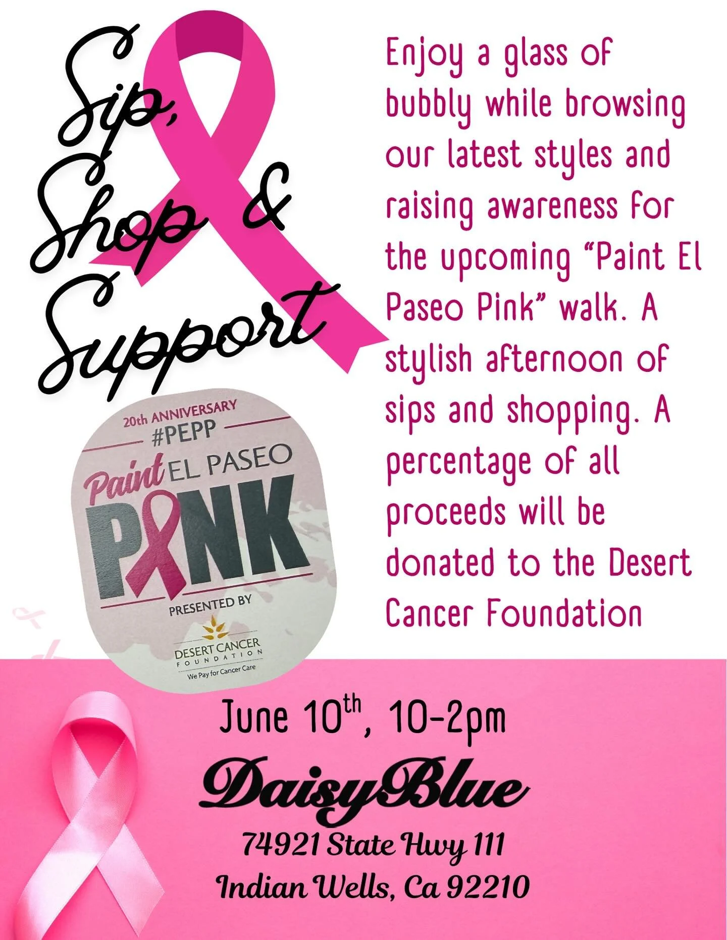 Sip, shop, and support 🎗️

#paintelpaseopink #desertcancerfoundation #indianwells