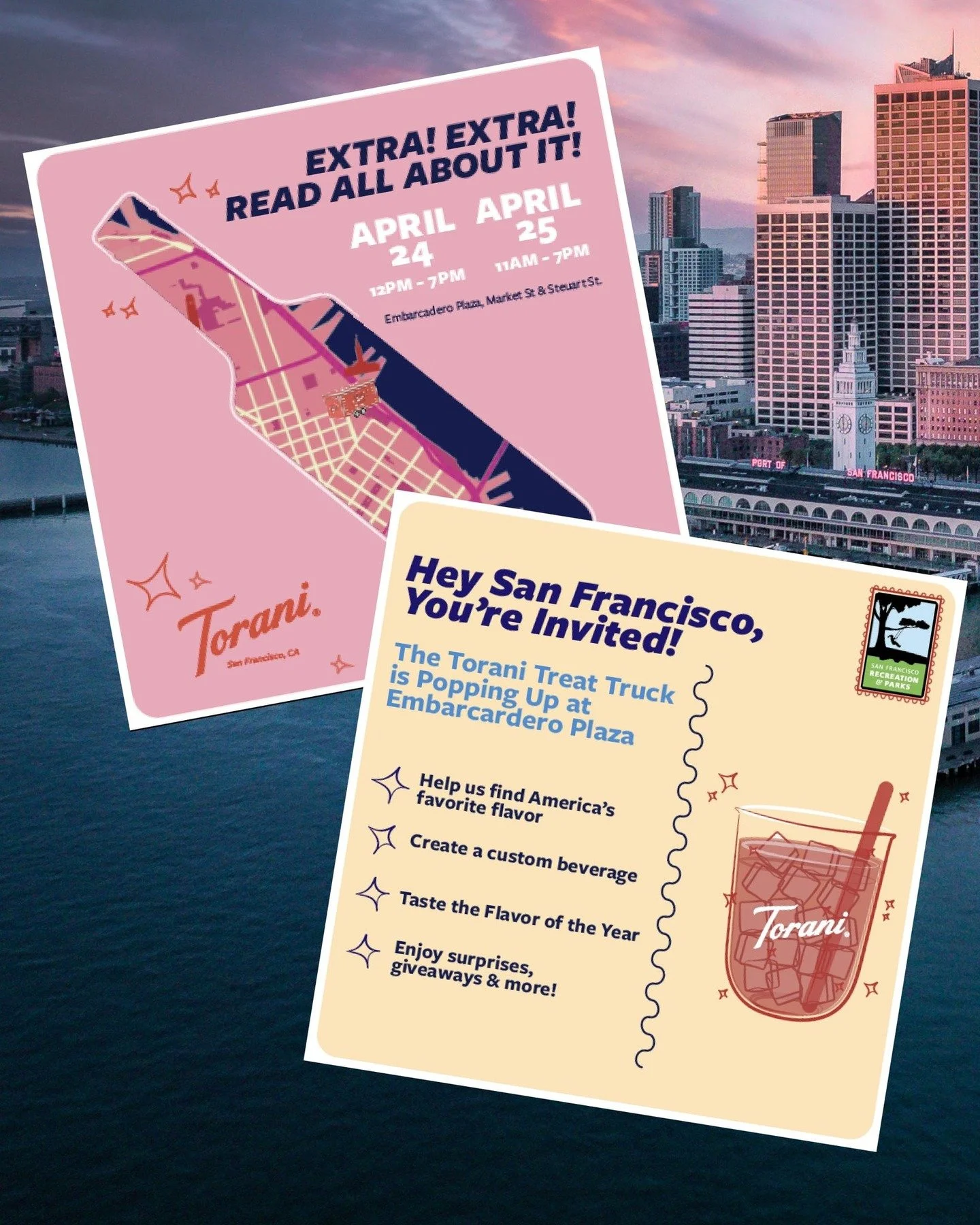 EXTRA! EXTRA! 🗞️✨The Torani Treat Truck is rolling into the Bay Area on April 24th, and you&rsquo;re invited!

Step inside to sip trending drinks, try our Flavor of the Year, Forest Pine 🌲, and help us discover America&rsquo;s favorite flavor. Got 