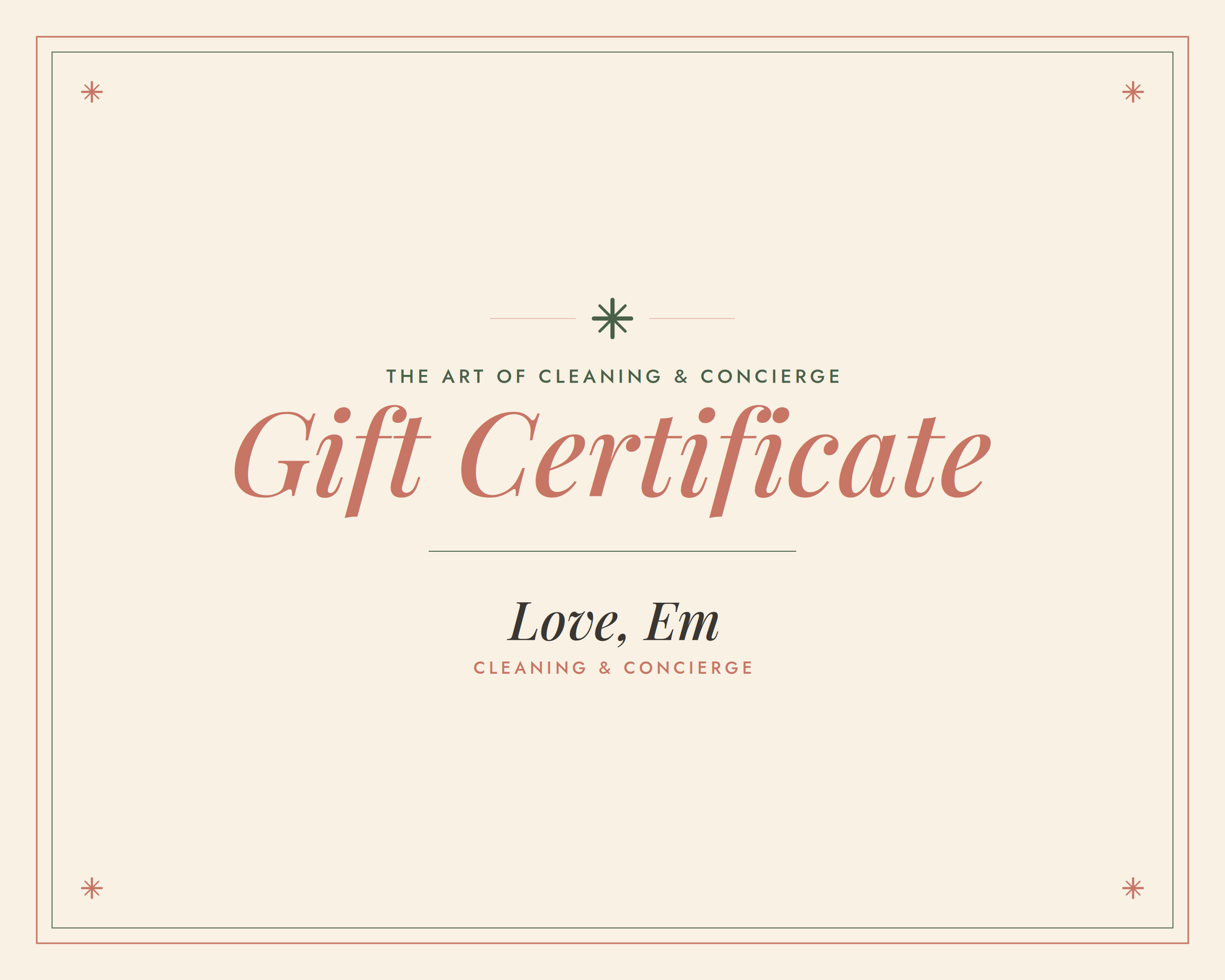 Love, Em Cleaning Gift Certificate