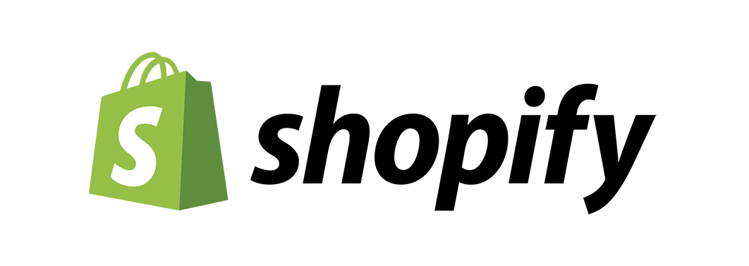 Shopify logo with shopping bag icon next to the company name